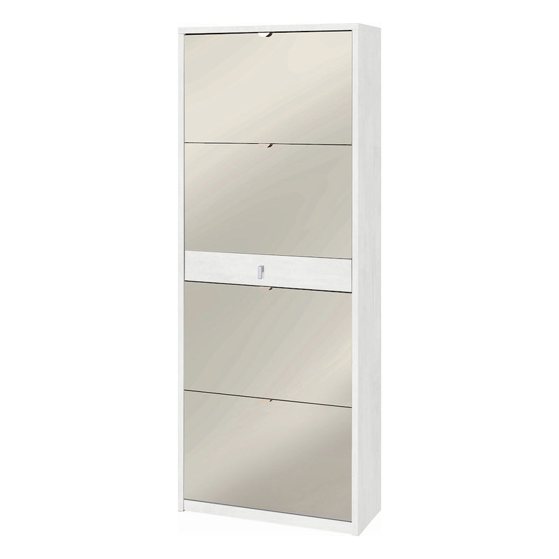 "Vittoria" 4-door mirrored shoe rack, 1 wooden drawer, 63x29 cm, 164 cm high