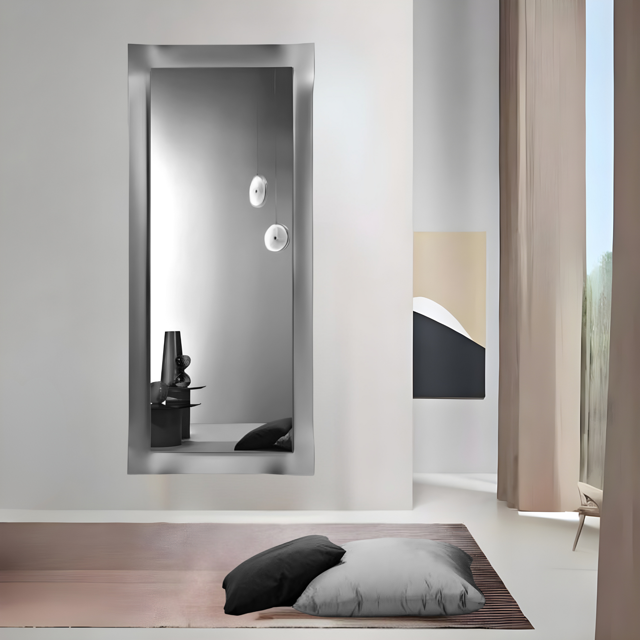 Specchio con cornice "Vivo" in vetro satinata moderno