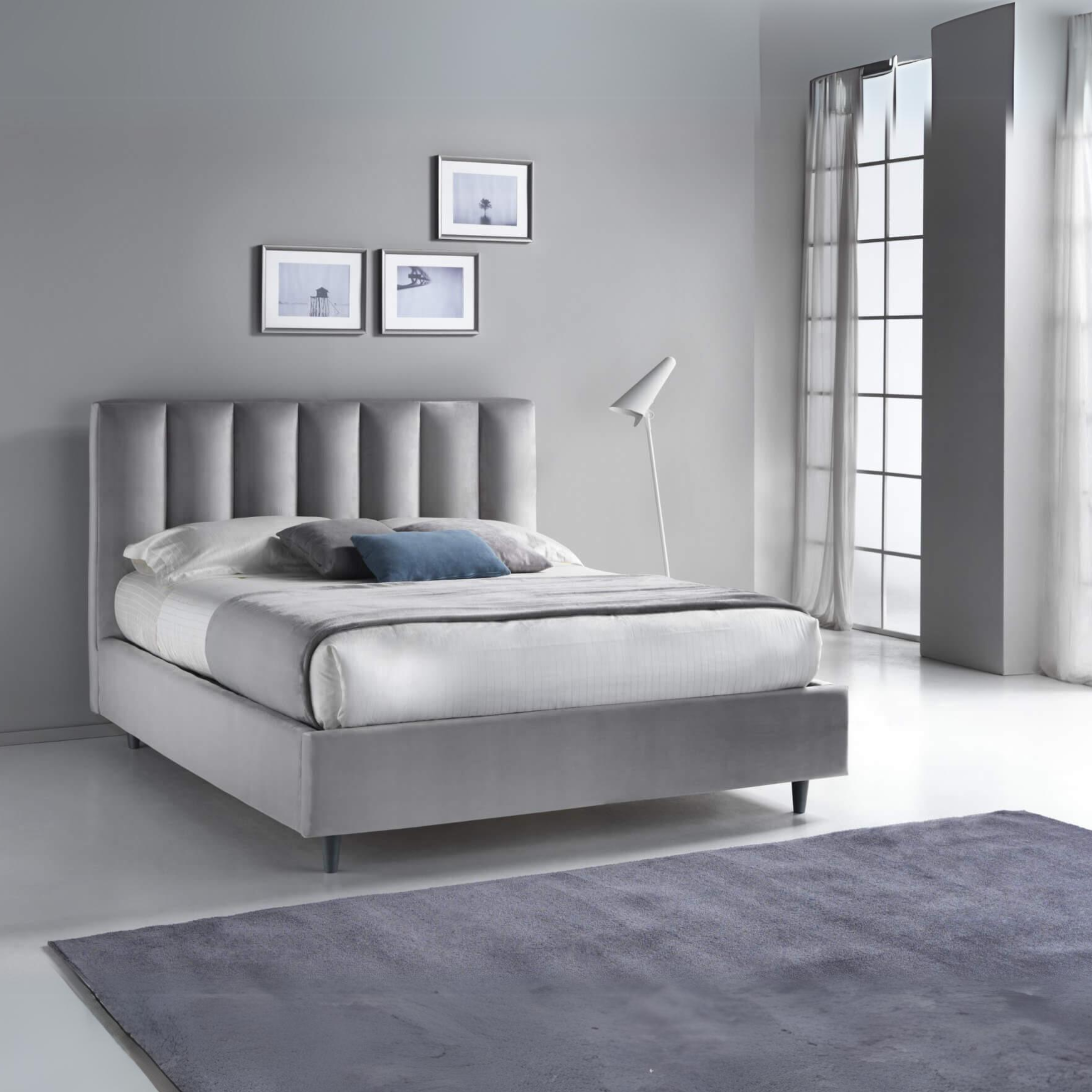 "Paris" storage bed in velvet