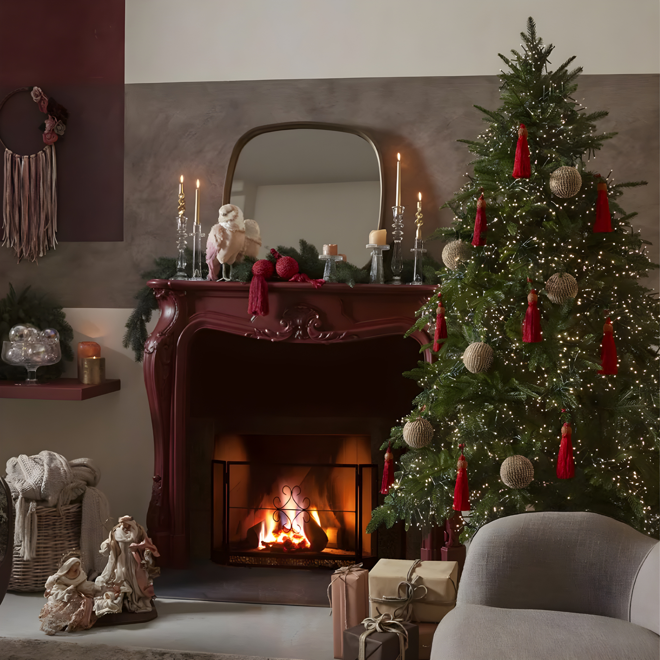 "Power" Christmas tree with built-in micro LEDs 100% PE real touch effect