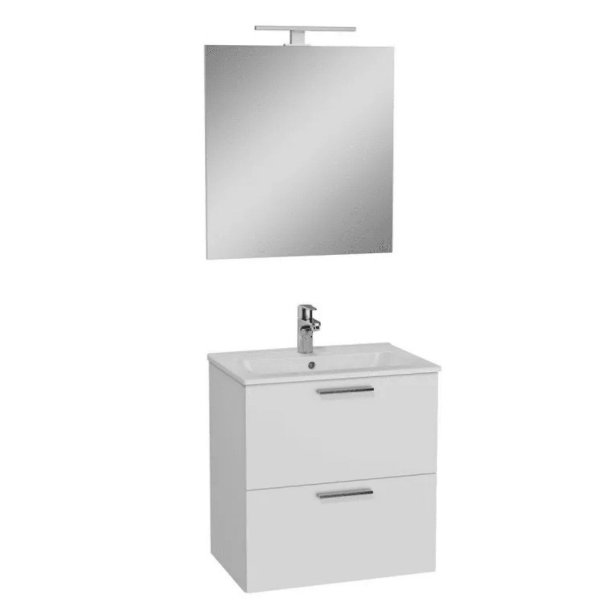Mobile da bagno sospeso "Vitrax" in legno con 2 cassetti lavabo specchio e lampada - MondoViro