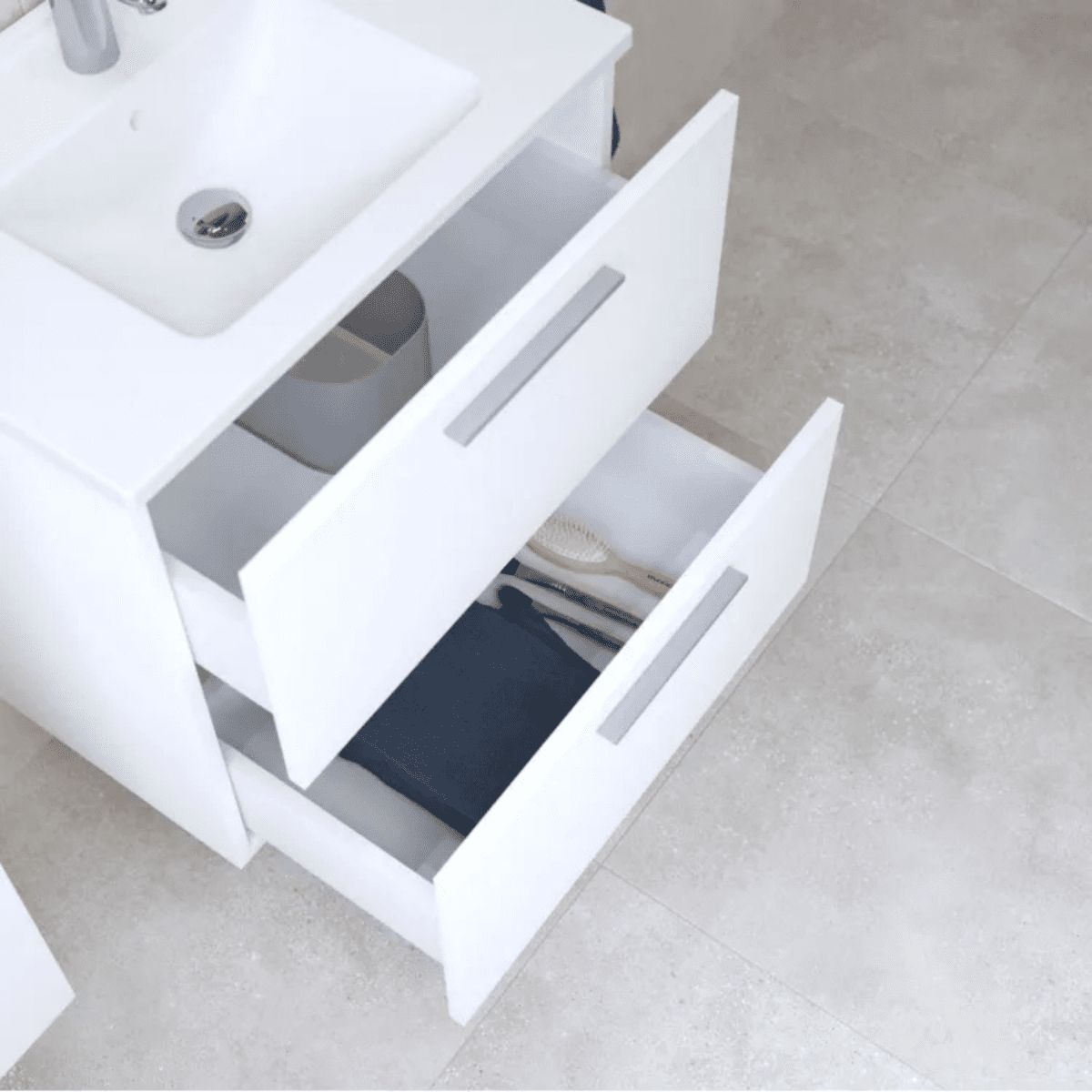 Mobile da bagno sospeso "Vitrax" in legno con 2 cassetti lavabo specchio e lampada - MondoViro
