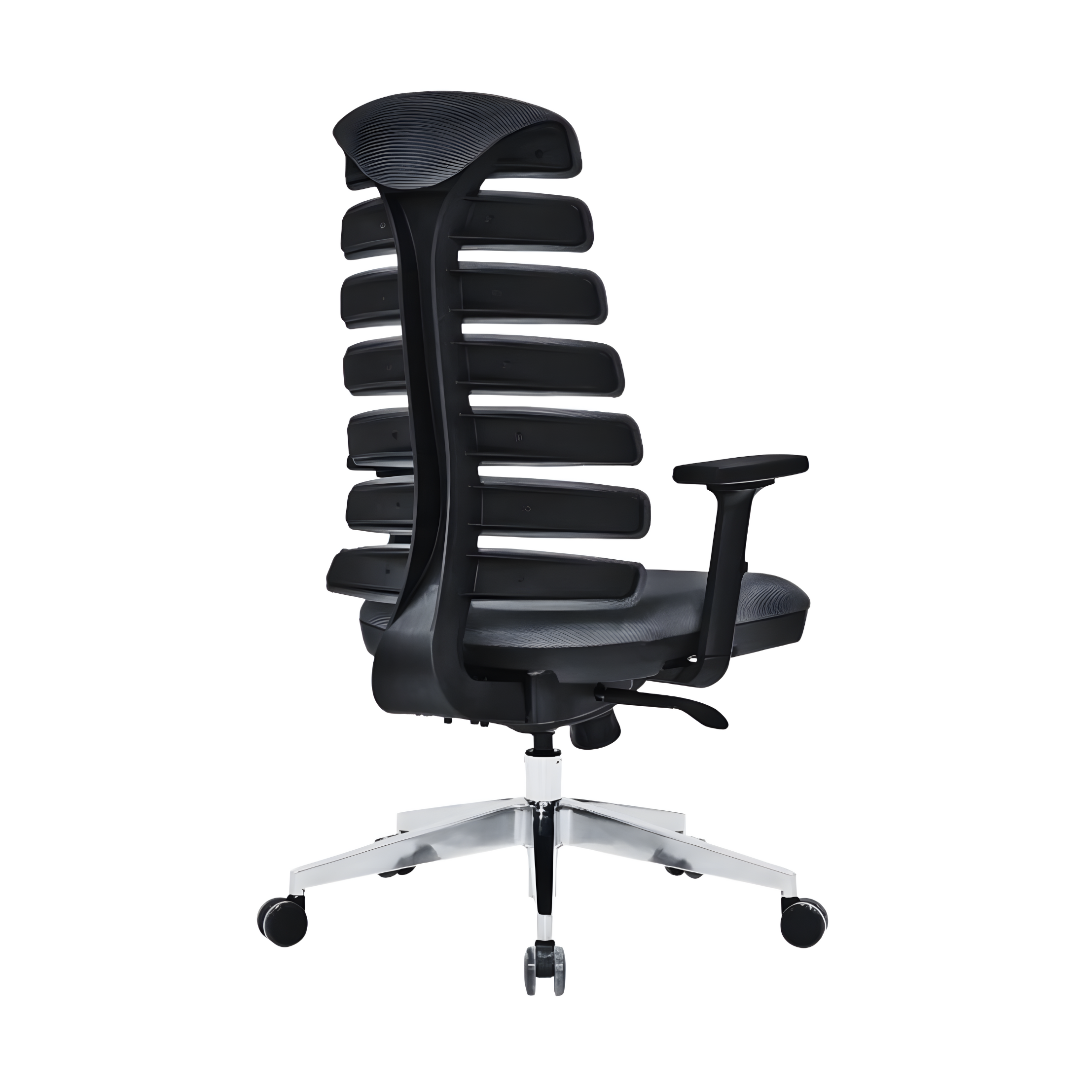 Modern "Spring" office chair with 5 wheels and adjustable armrests, 64x48 cm, 112/122 cm high.