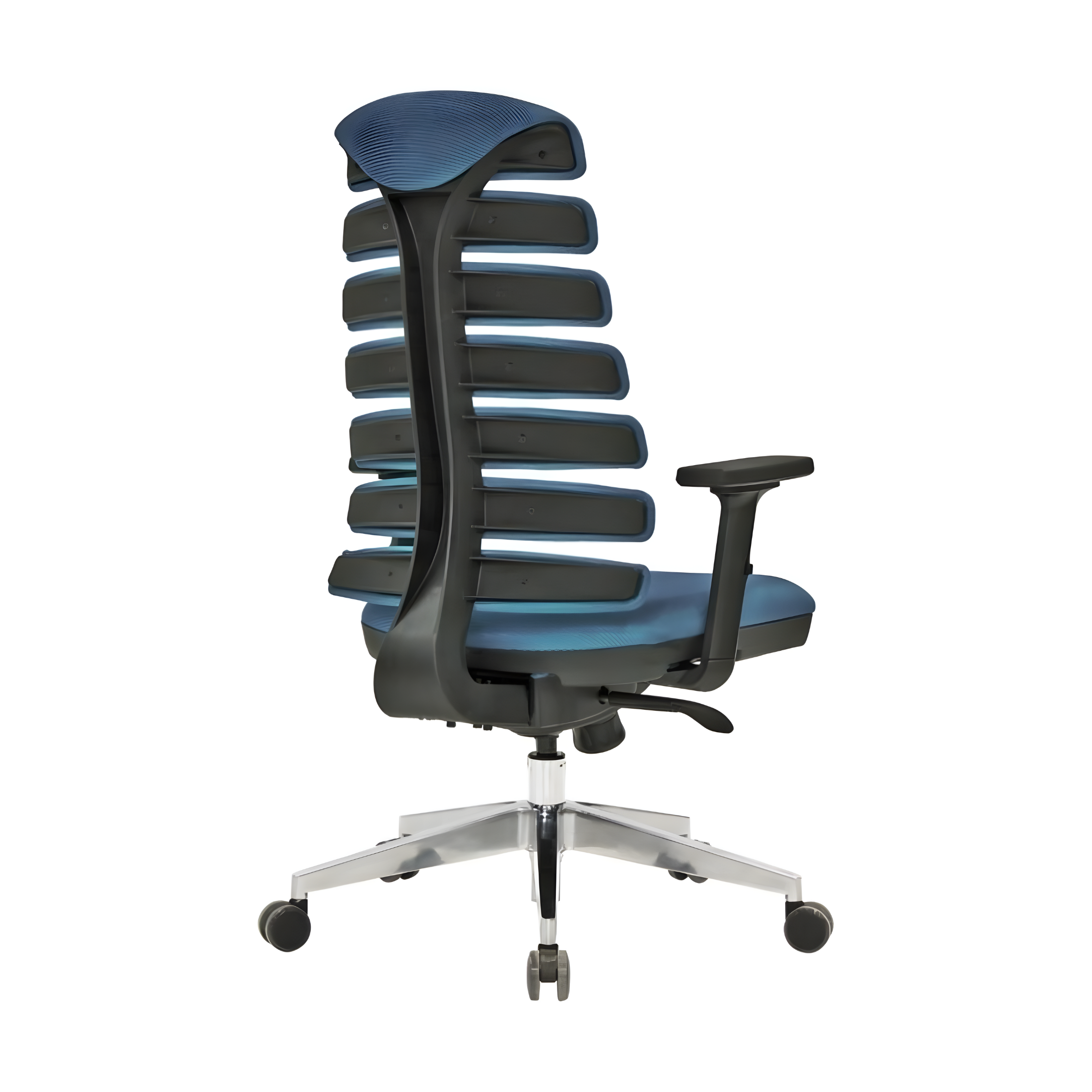 Modern "Spring" office chair with 5 wheels and adjustable armrests, 64x48 cm, 112/122 cm high.