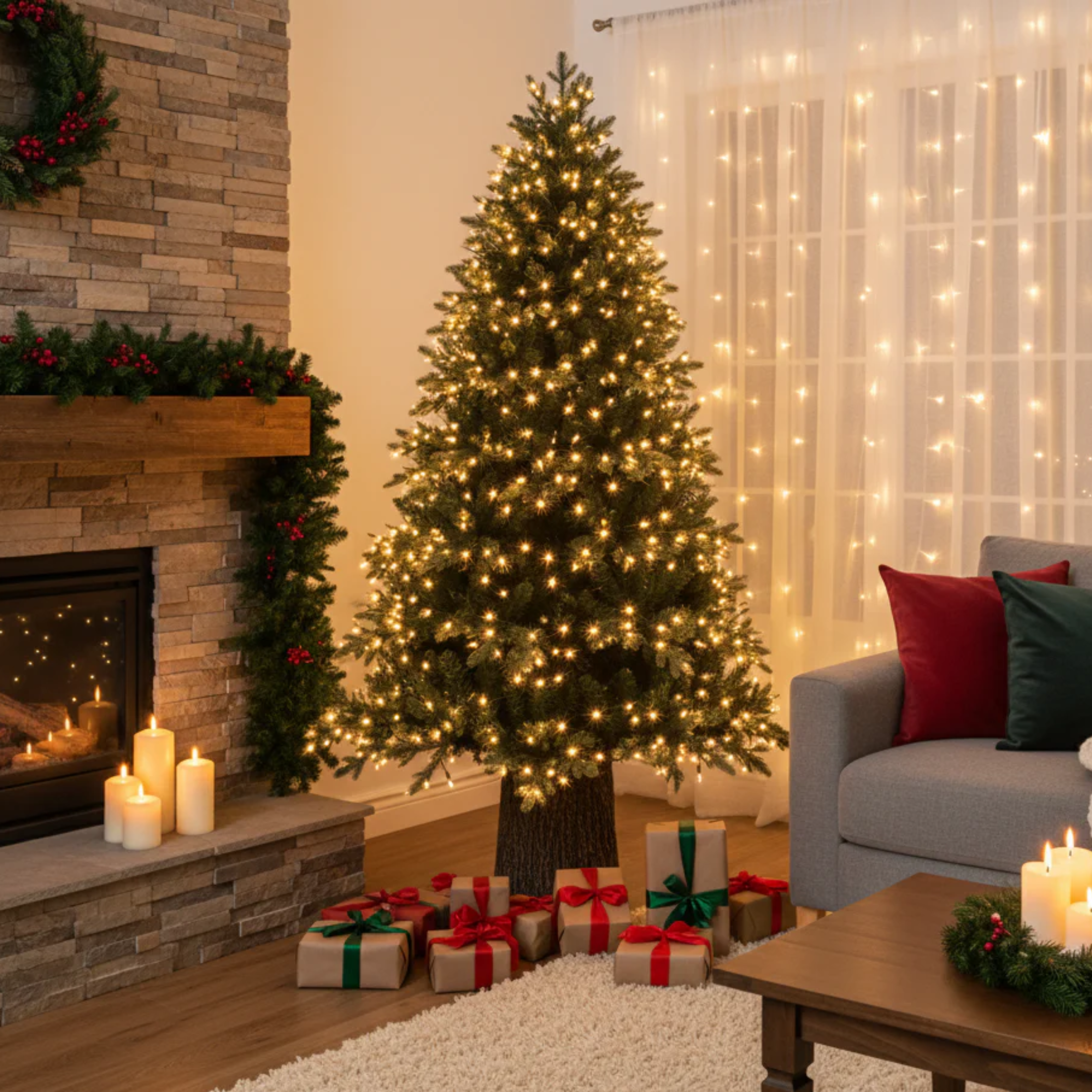 Reindeer Christmas tree with modern trunk included in PE with Real Touch effect