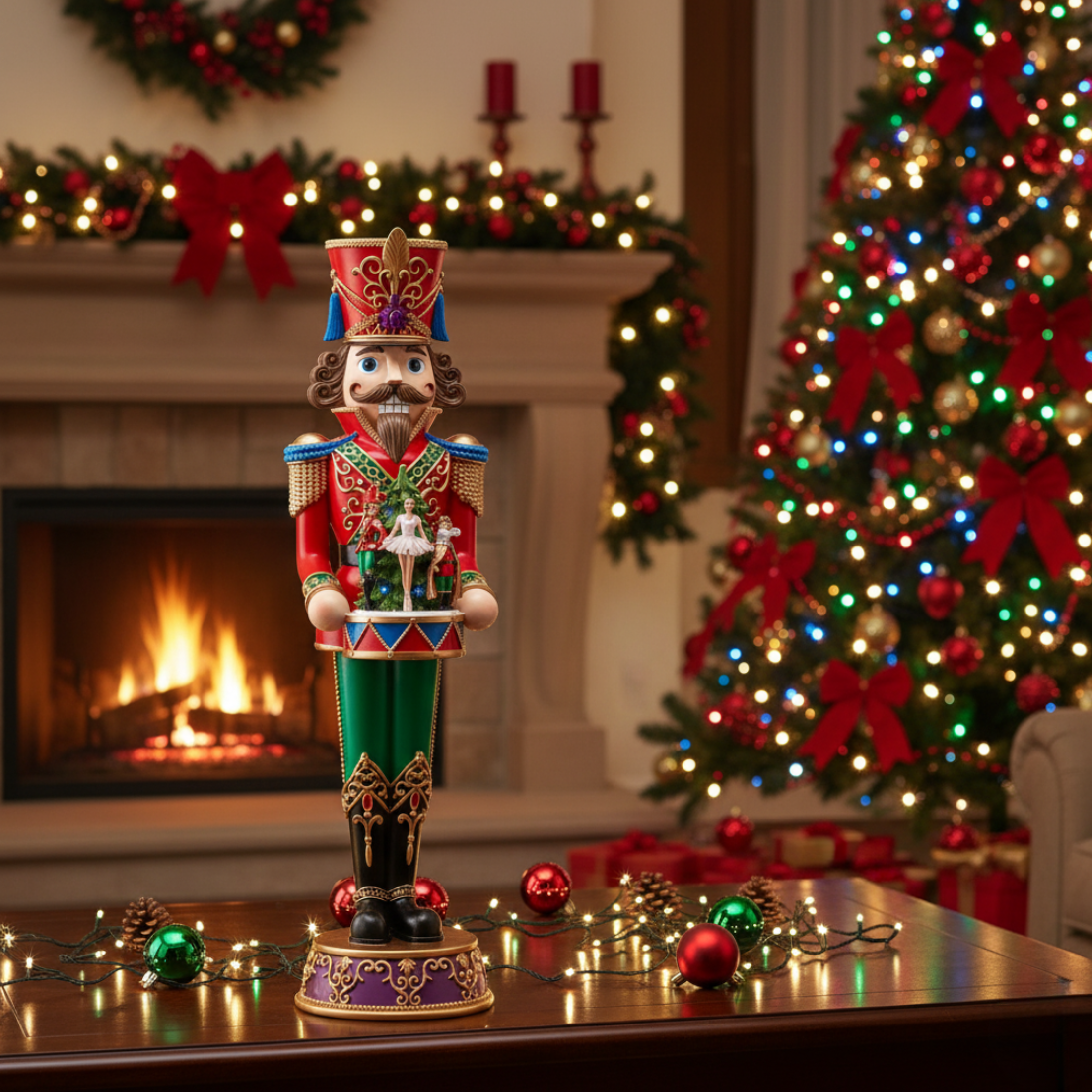 Multicolor LED Christmas Nutcracker Soldier 25x22cm 90h