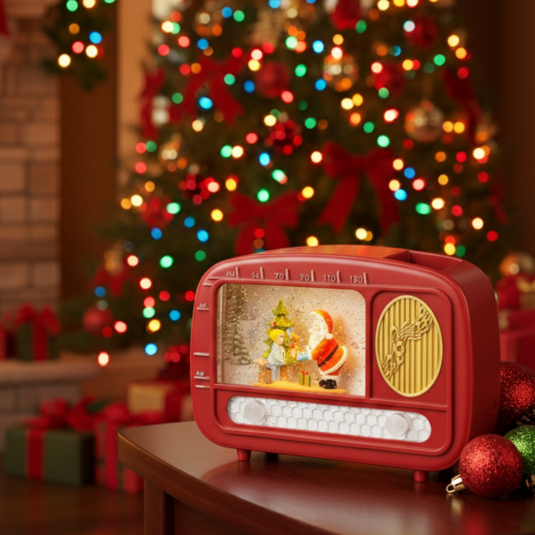 Christmas radio with water including bright LED Santa Claus cm 22x6.3 15.5h