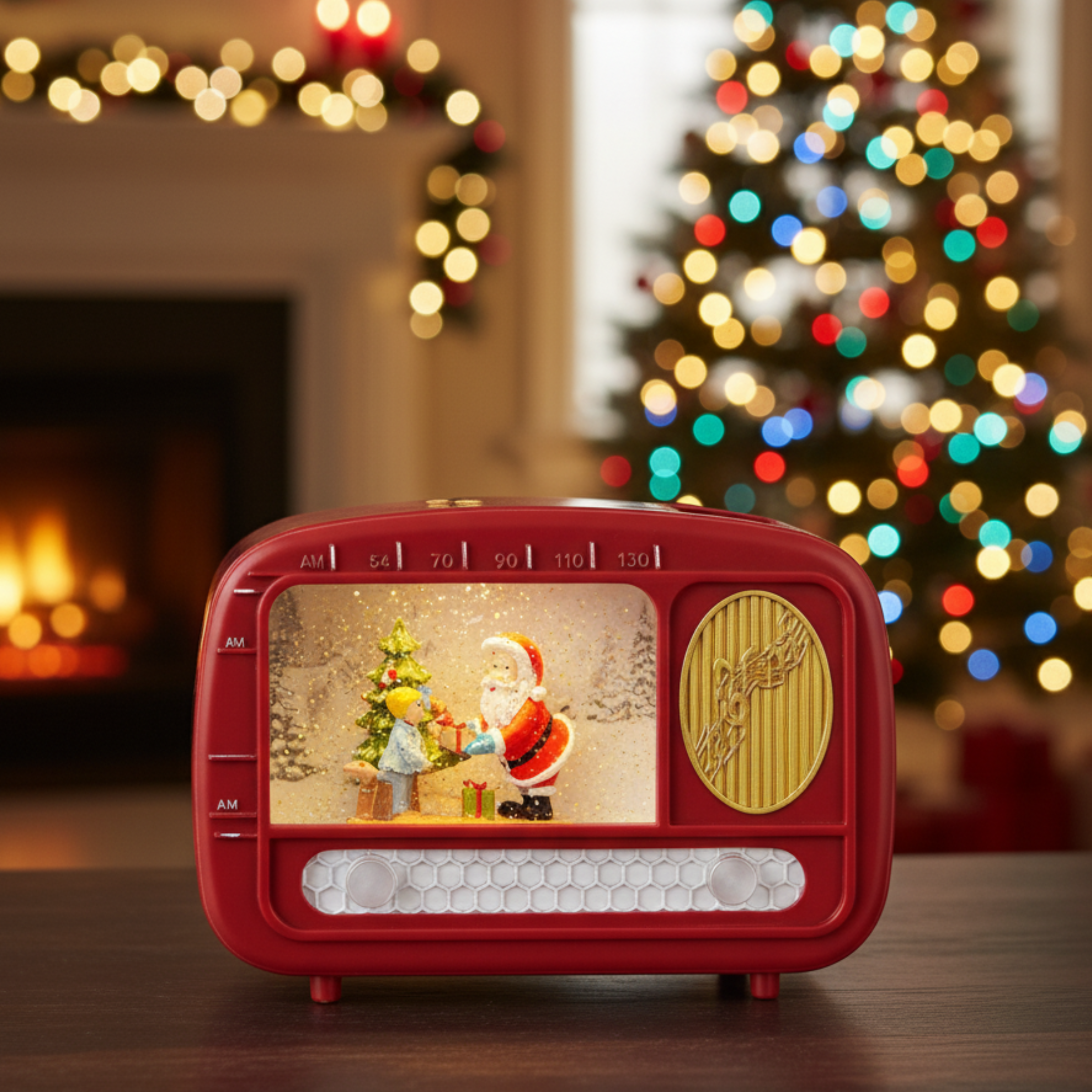 Christmas radio with water including bright LED Santa Claus cm 22x6.3 15.5h