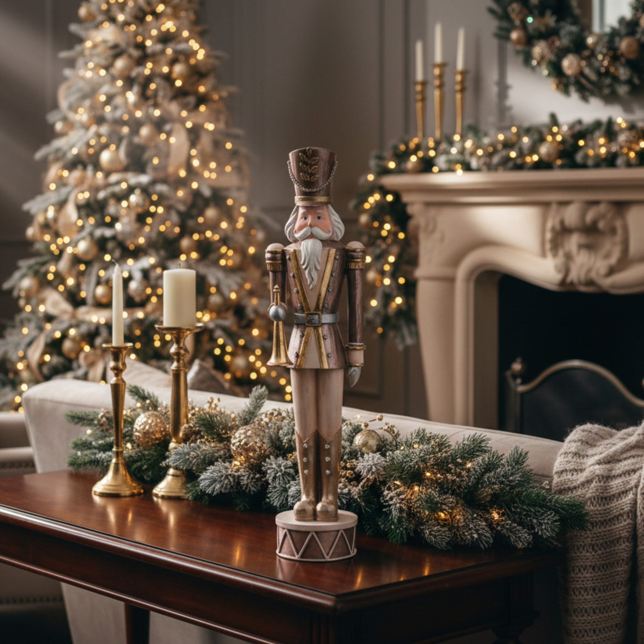 Nutcracker Soldier Figurine with Trumpet, Elegant Christmas Decoration, 52cm tall