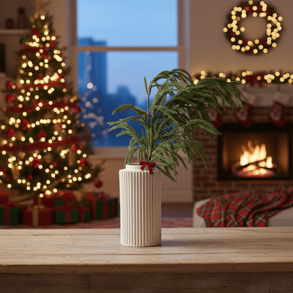 Ramo verde Norfolk Pine in Pe effetto Real Touch da 90 cm - MondoViro