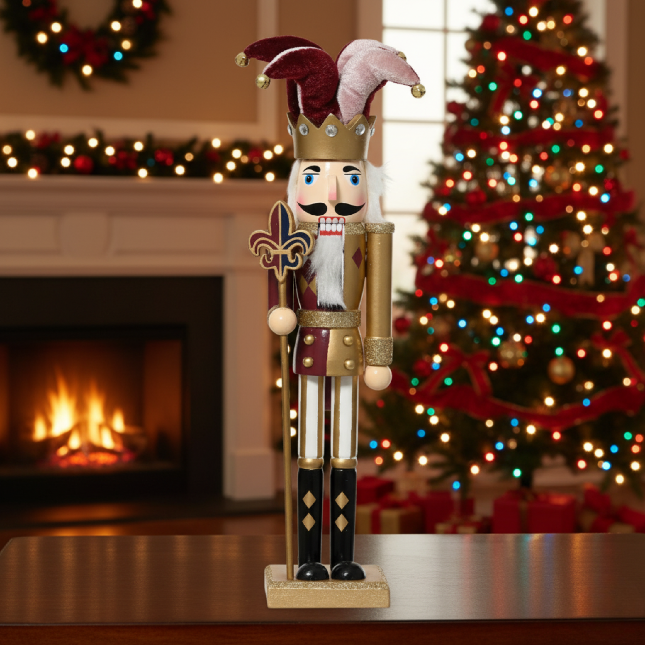 Nutcracker soldier with lights and sounds, Christmas decoration, 40 cm high.