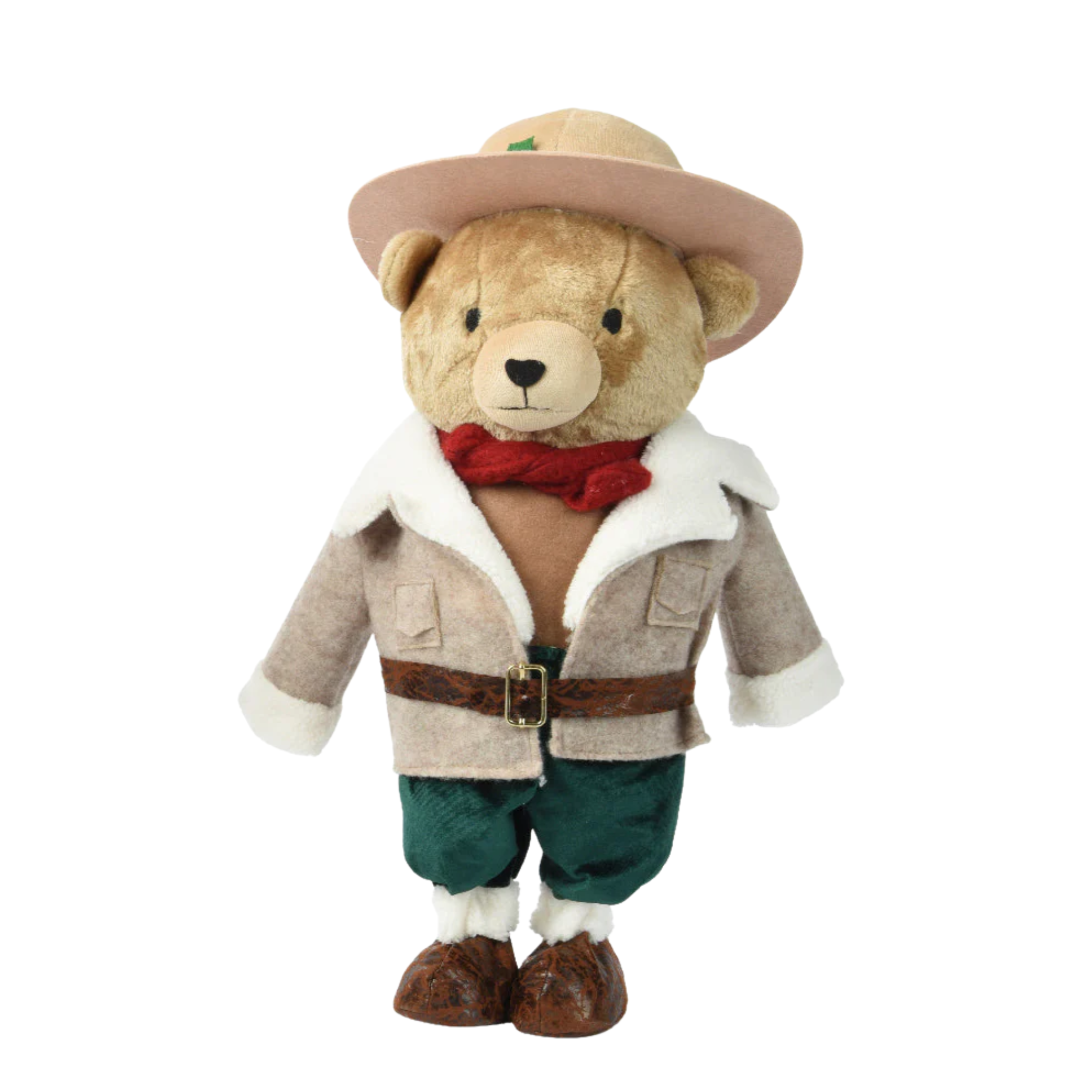 Country teddy bear with beige coat and hat, polyester Christmas decorations