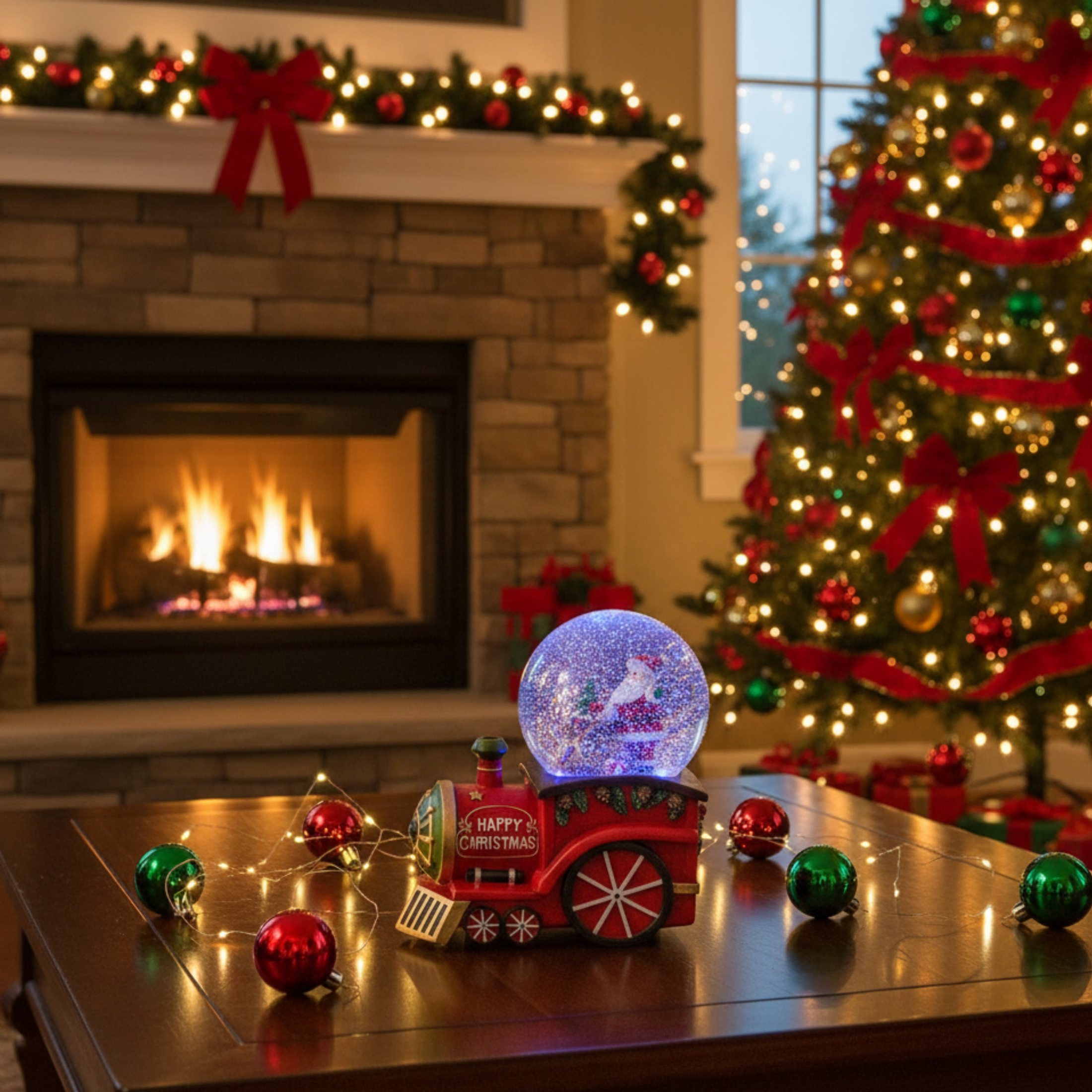 Christmas snow globe with Santa Claus, crystal decoration, 22 cm high.