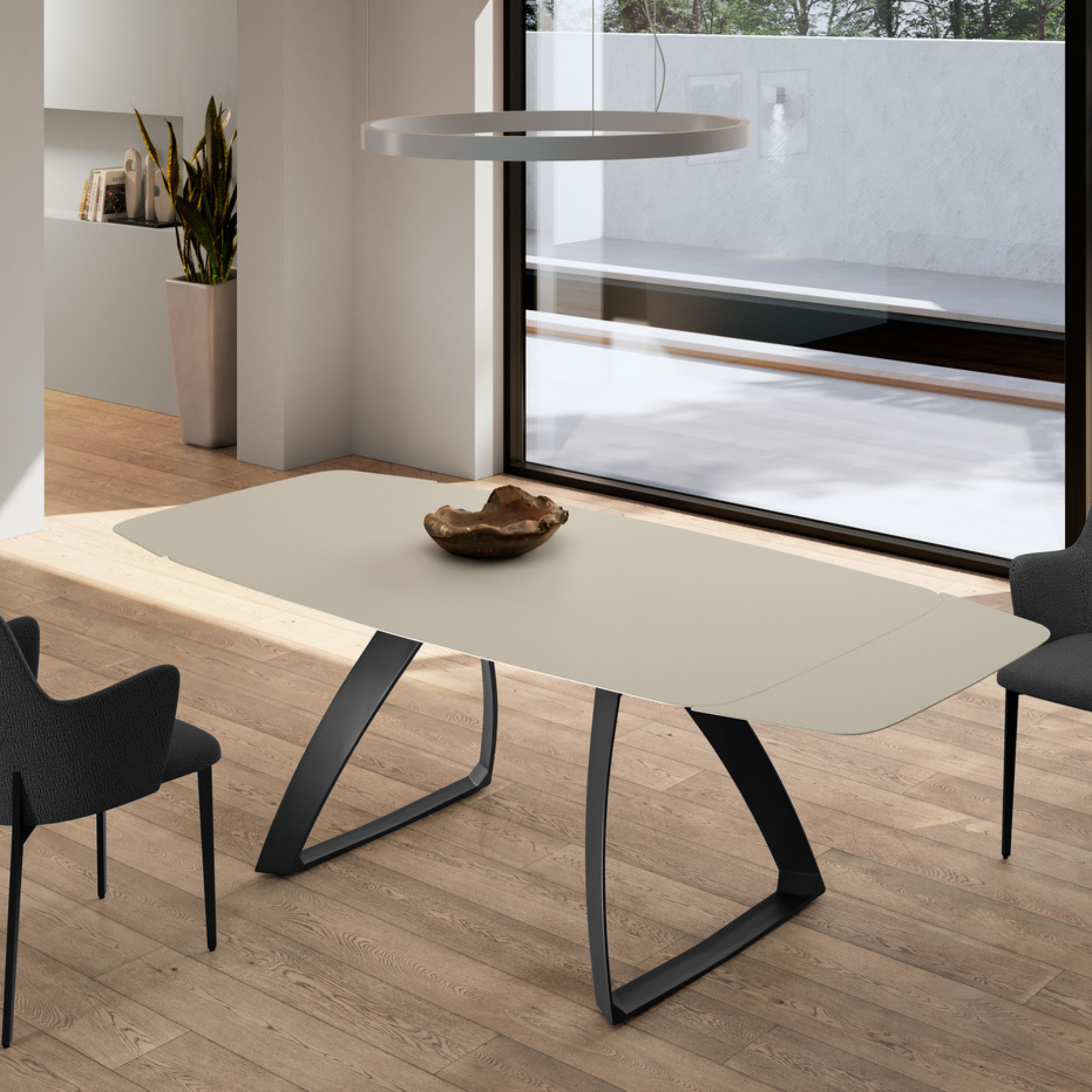 Tavolo allungabile in ceramica "Federica" 10 posti con gambe in alluminio