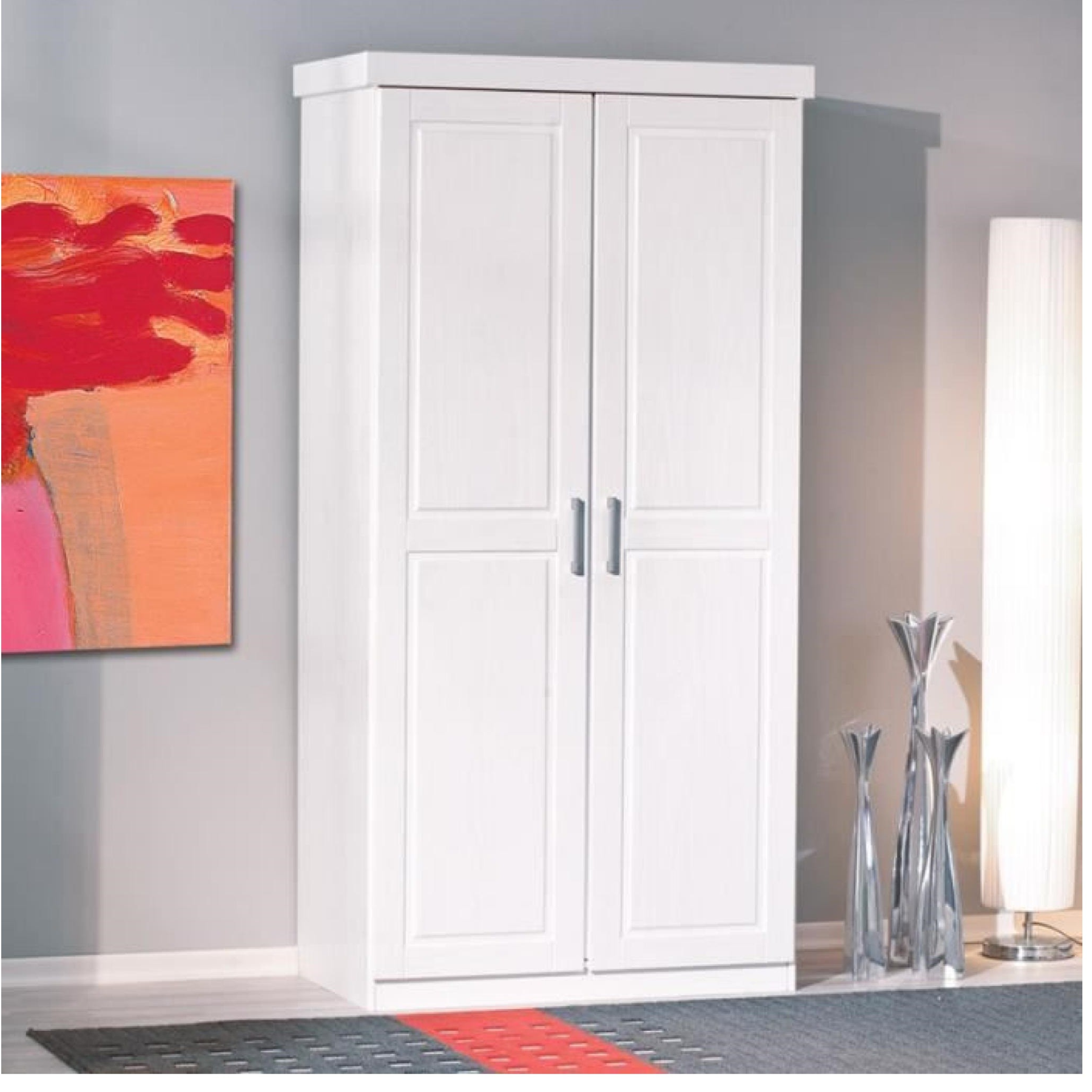 Armadio guardaroba in legno massello E100 a 2 ante cm 95x55 h190