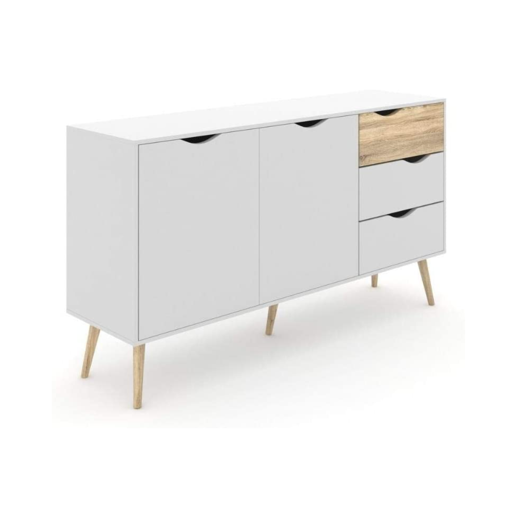 Credenza da soggiorno Oslo in legno Bianca Rovere