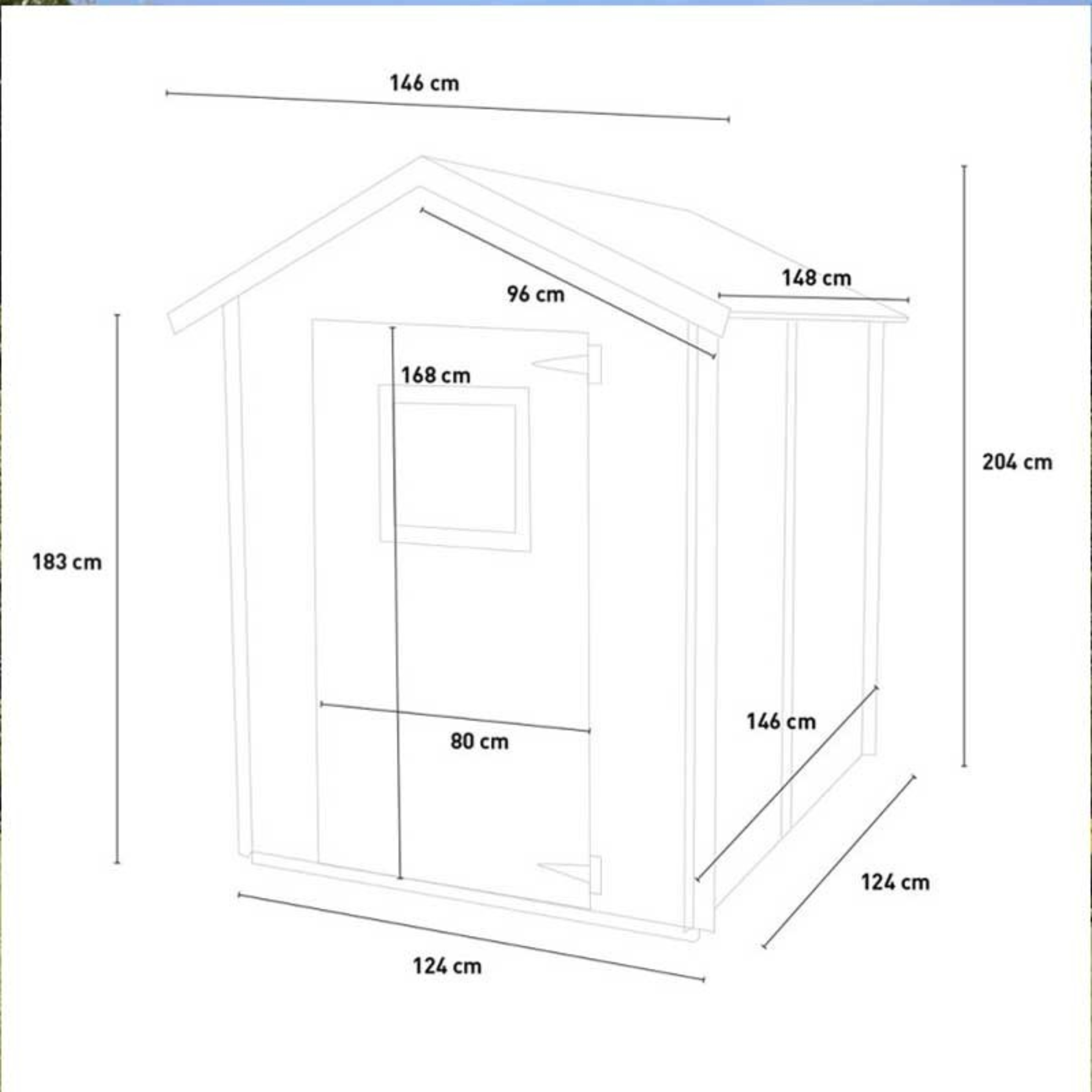 Prefabricated wooden garden house "Hobby" 146x146 cm 200h