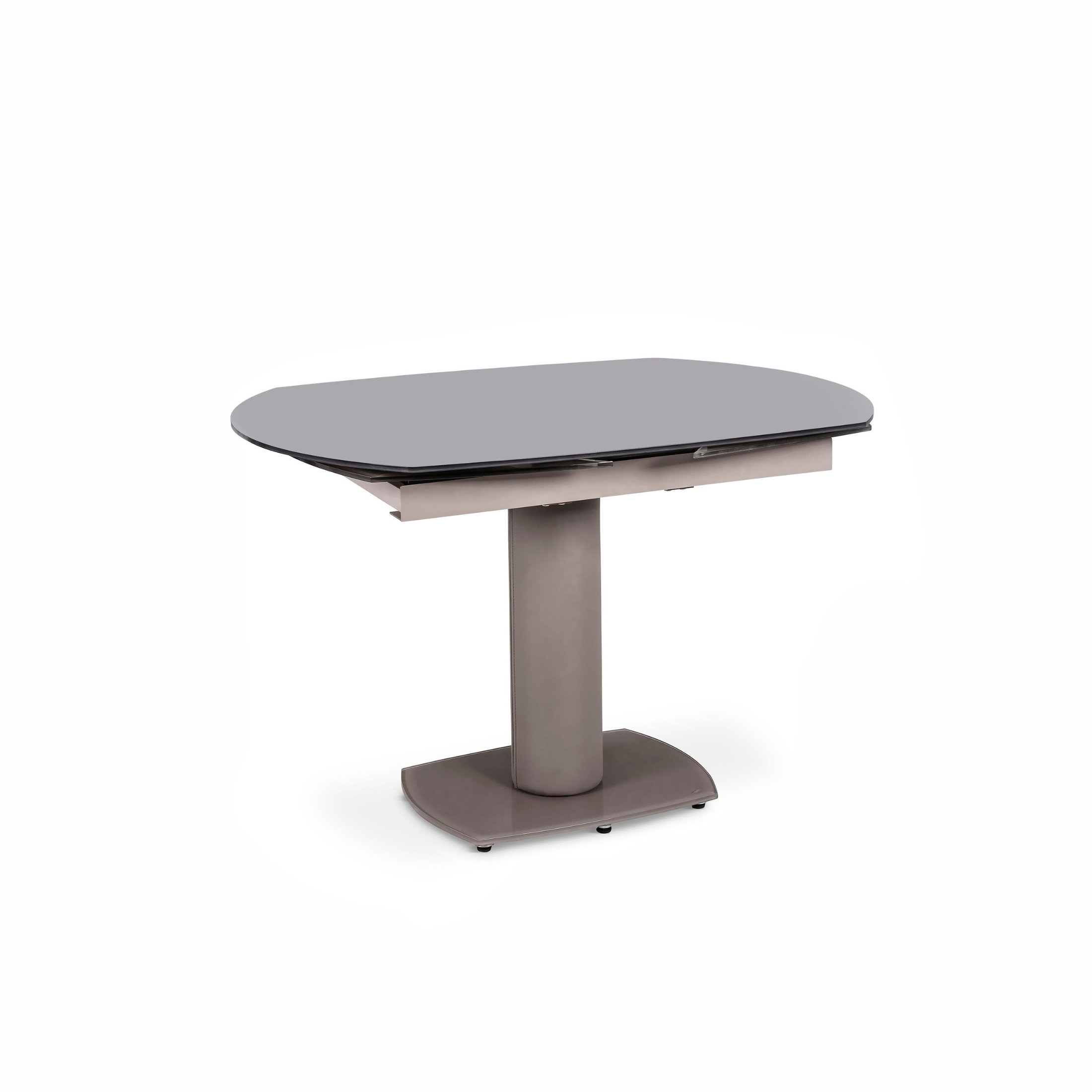 Extendable table "Bangkok" in textured glass with metal legs, 120/180x90 cm, 76h