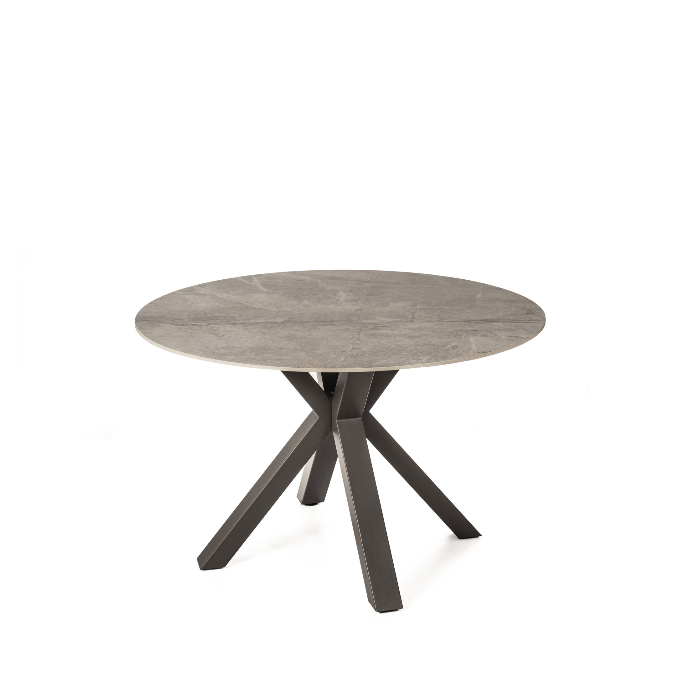 "Louis" round table with marble-effect ceramic top, Ø120 cm, 76 cm high