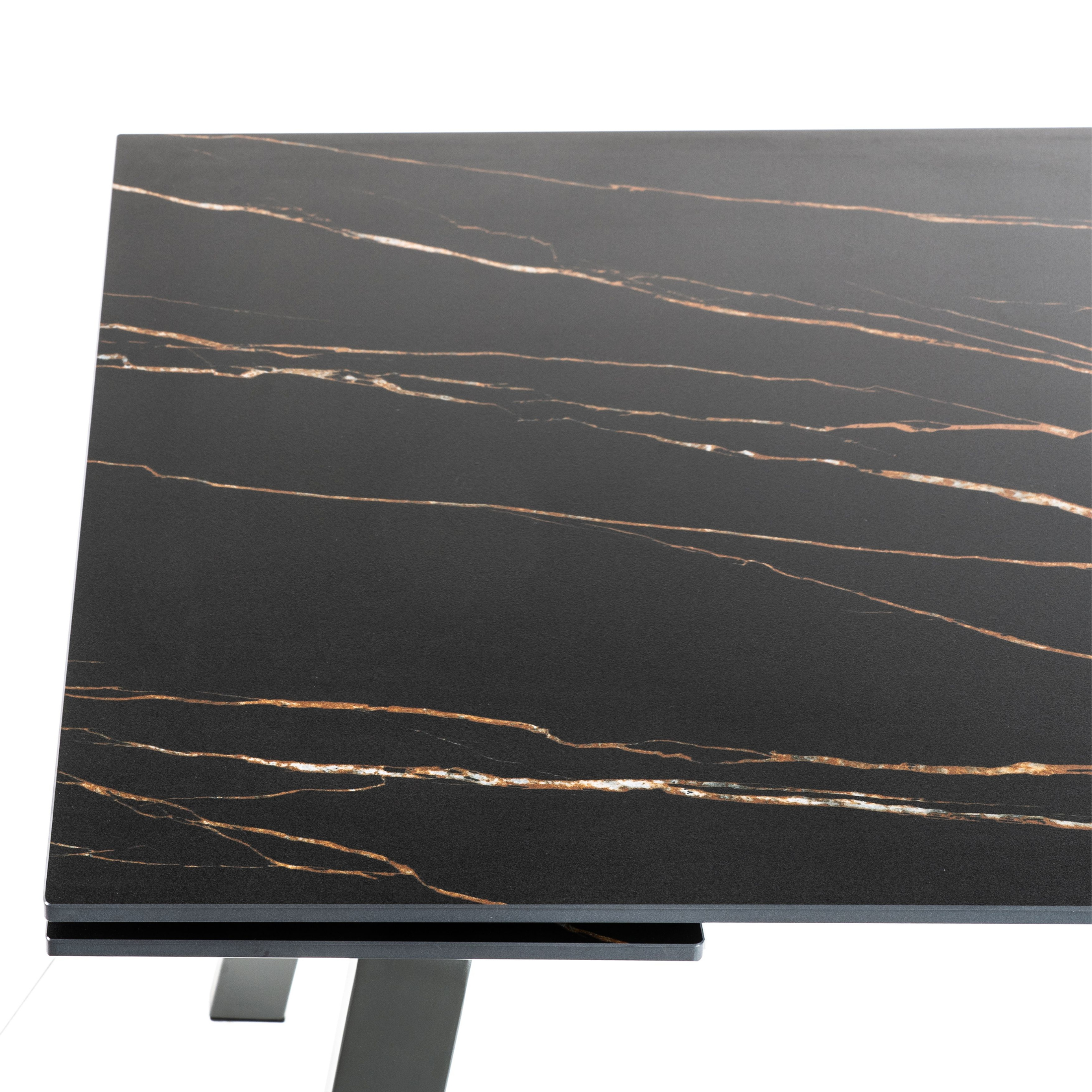 Extendable "Zante" table with marble-effect stone top, 200x80 cm, 76 cm high