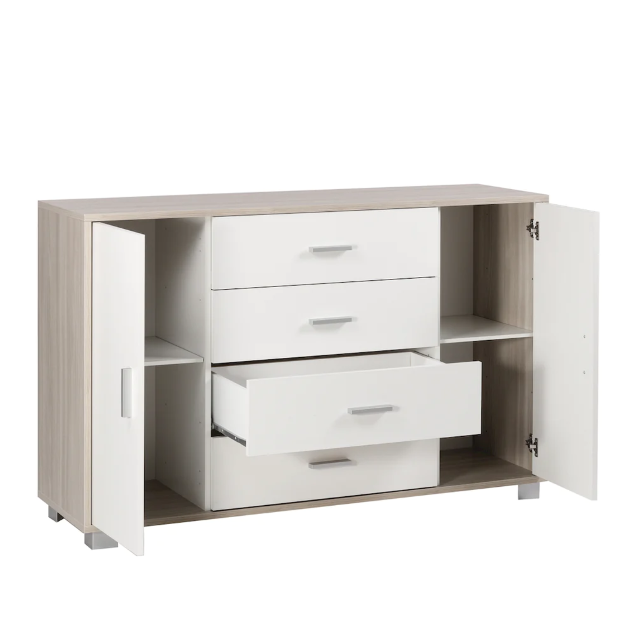 "Romeo" wooden entrance hall unit with 4 drawers and 2 doors, 136x41 cm, 86 cm high