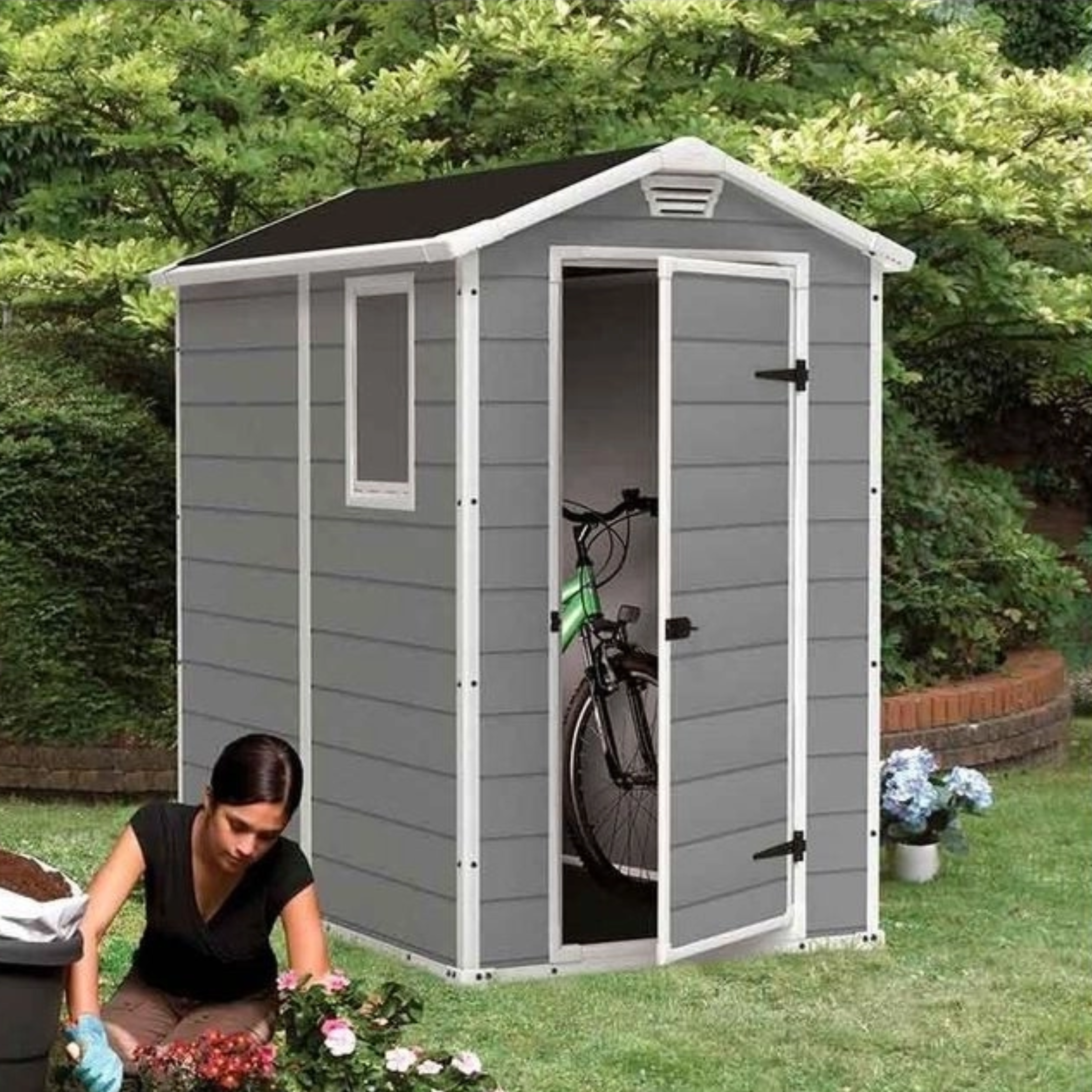 "SunBlossom" resin garden house with side window 130x192 cm 198h