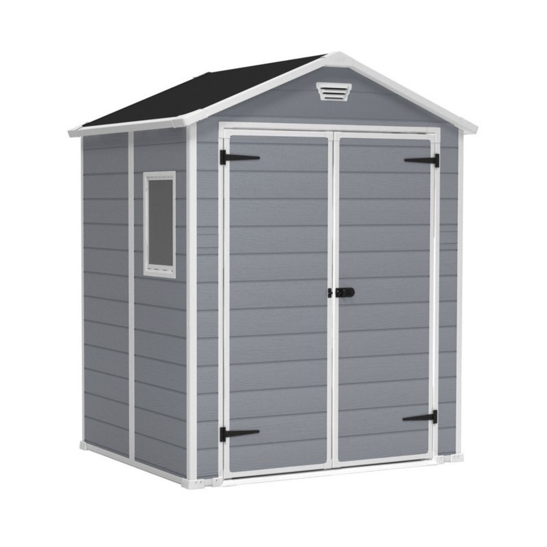 "Wood1" grey resin garden shed with 1 side window