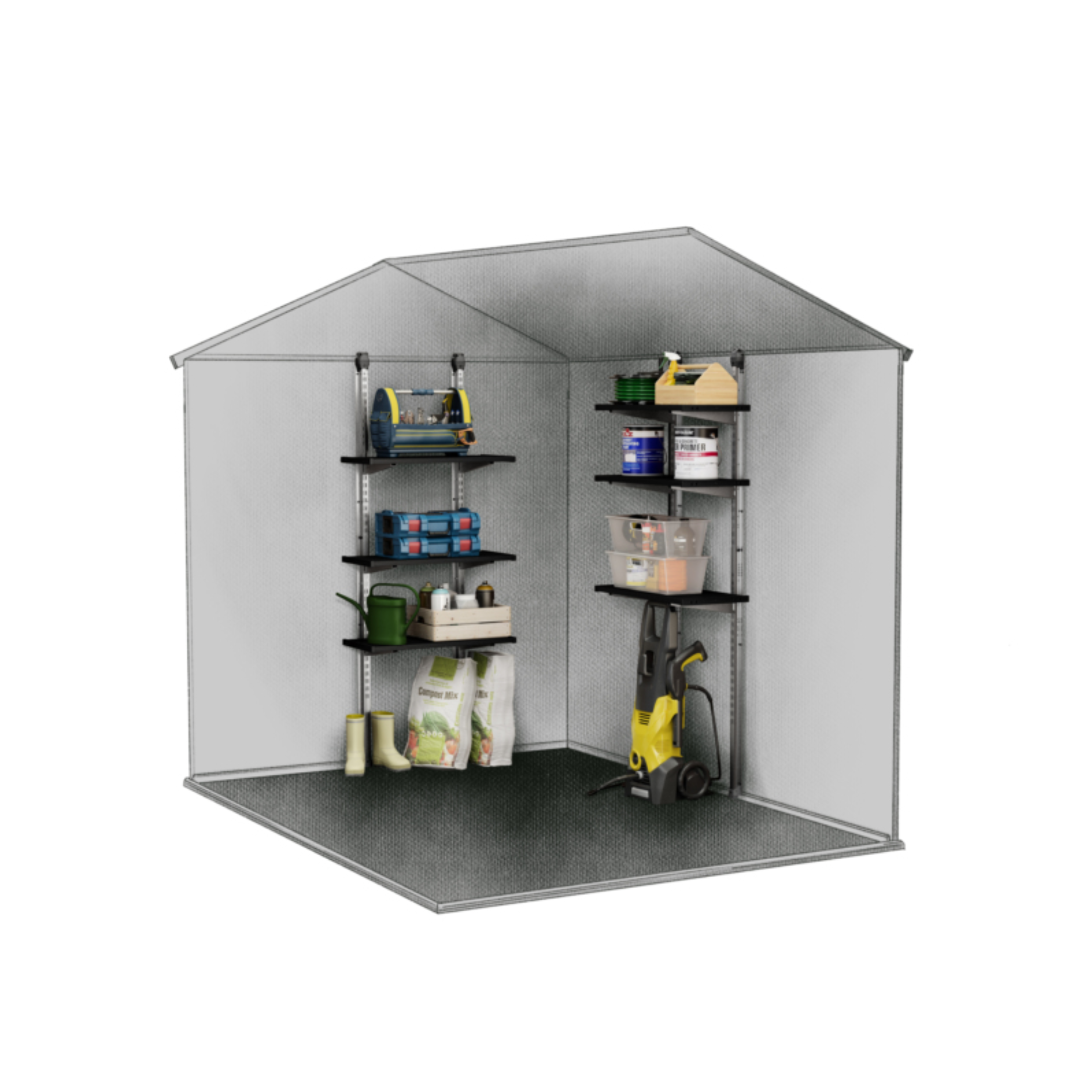 Newton 3-Tier Metal Shelving Kit