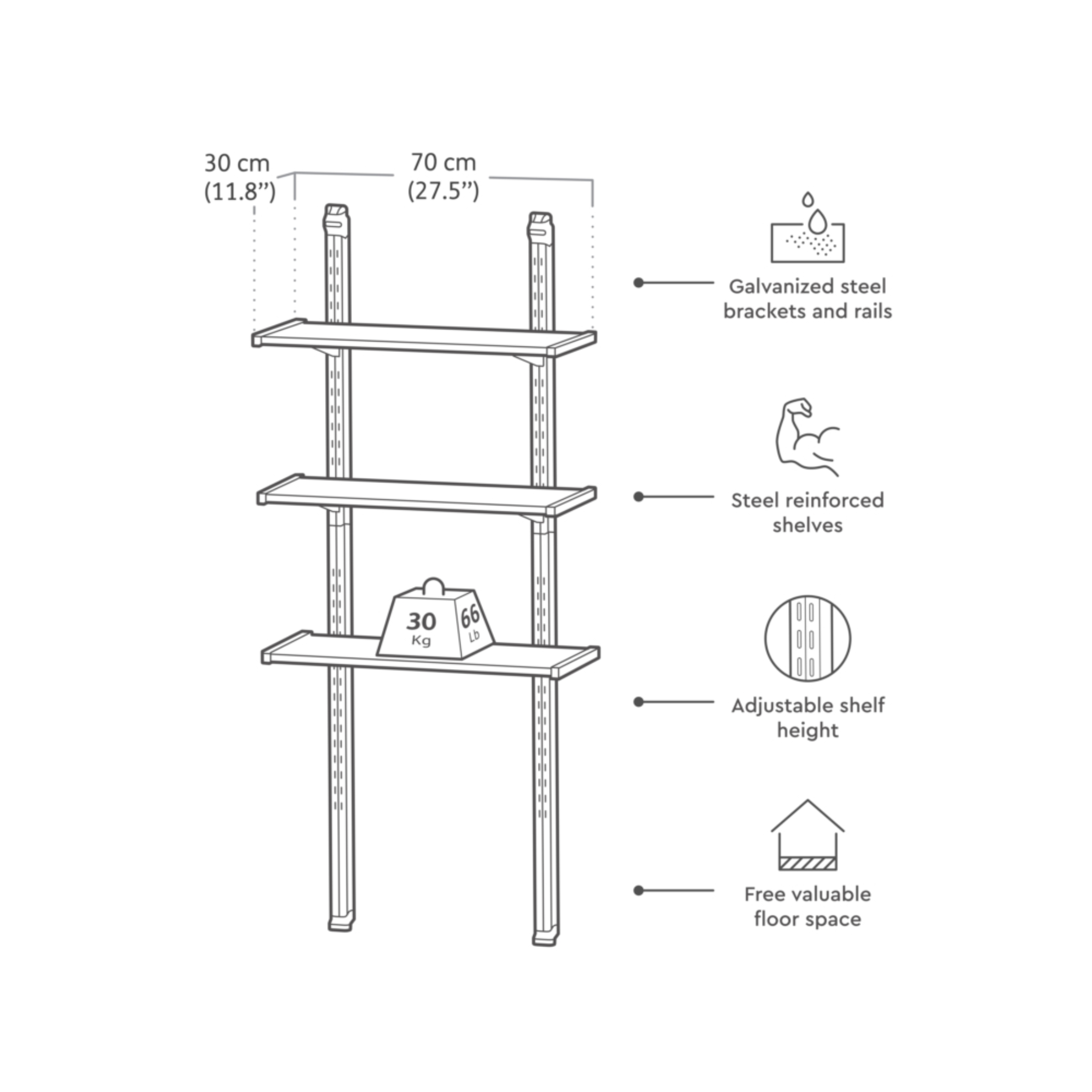 Newton 3-Tier Metal Shelving Kit