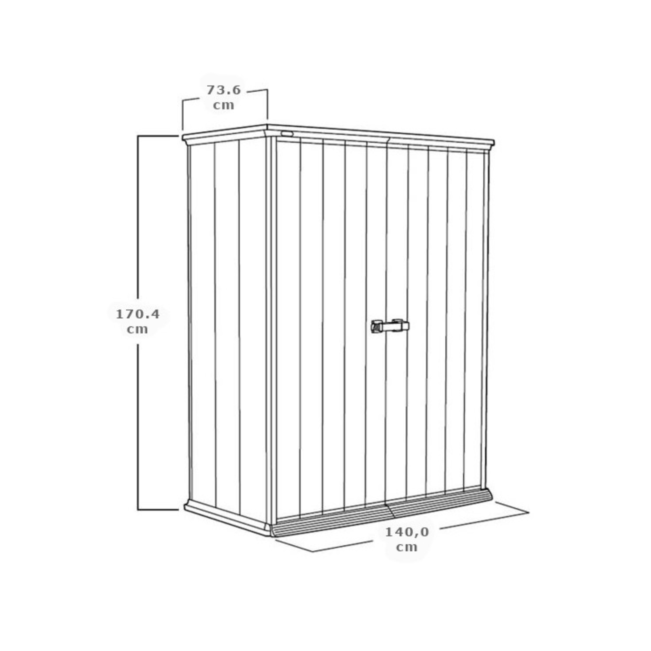 "Compact" outdoor tool cabinet with 2 shelves, 140x73.6 cm, 170.4 cm high