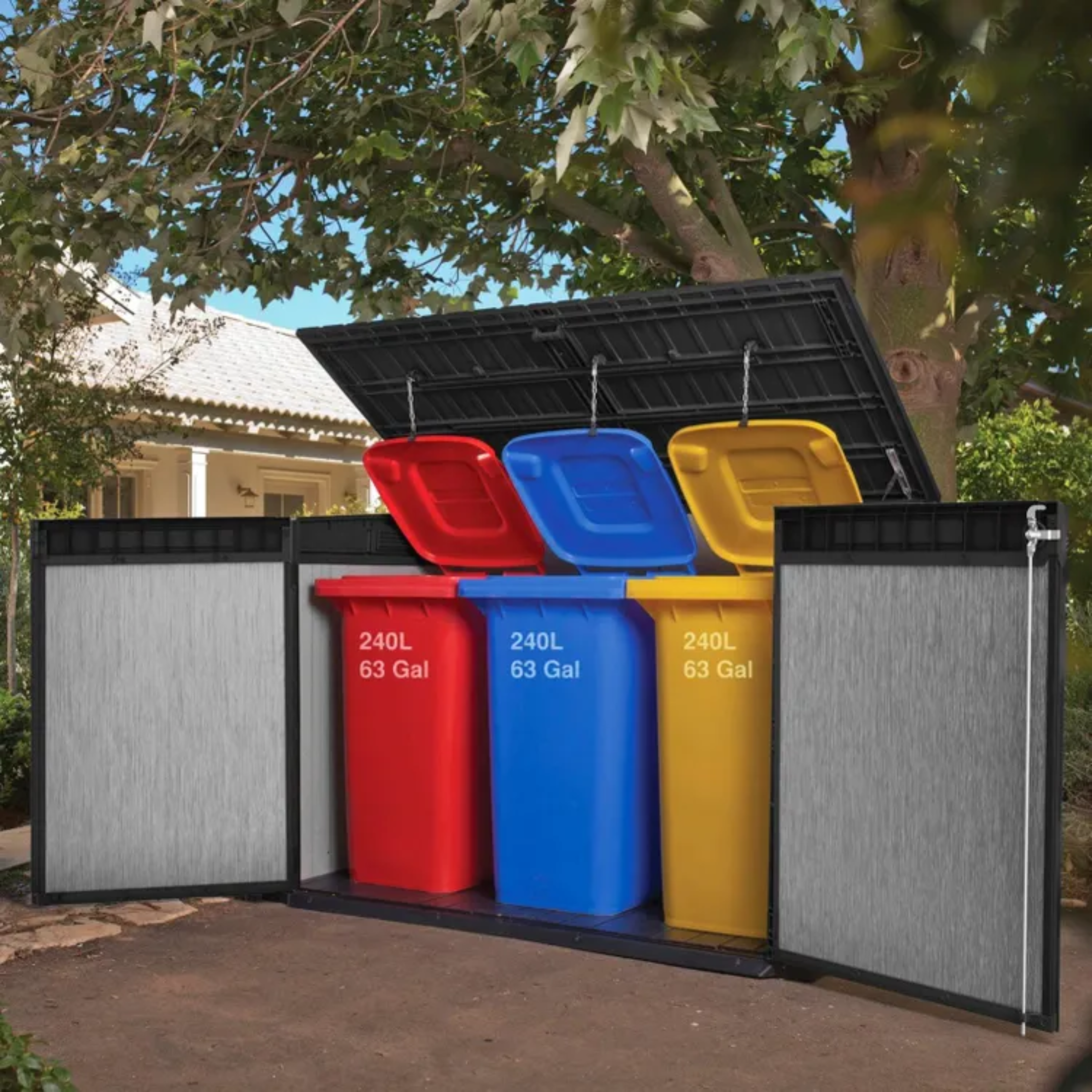 Multipurpose outdoor trunk "Box" in resin 2 doors 190.5x109.3 cm 135.5h