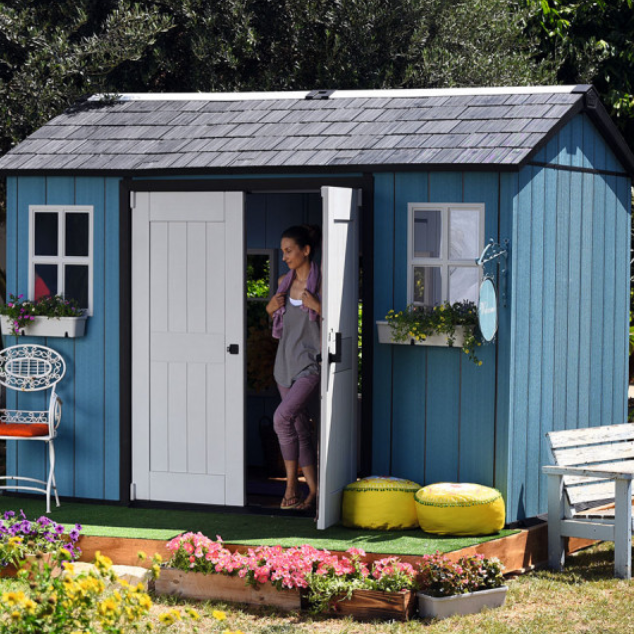 "GiardinoGlow" garden shed with floor and 2 windows, 350x229 cm, 254 cm high