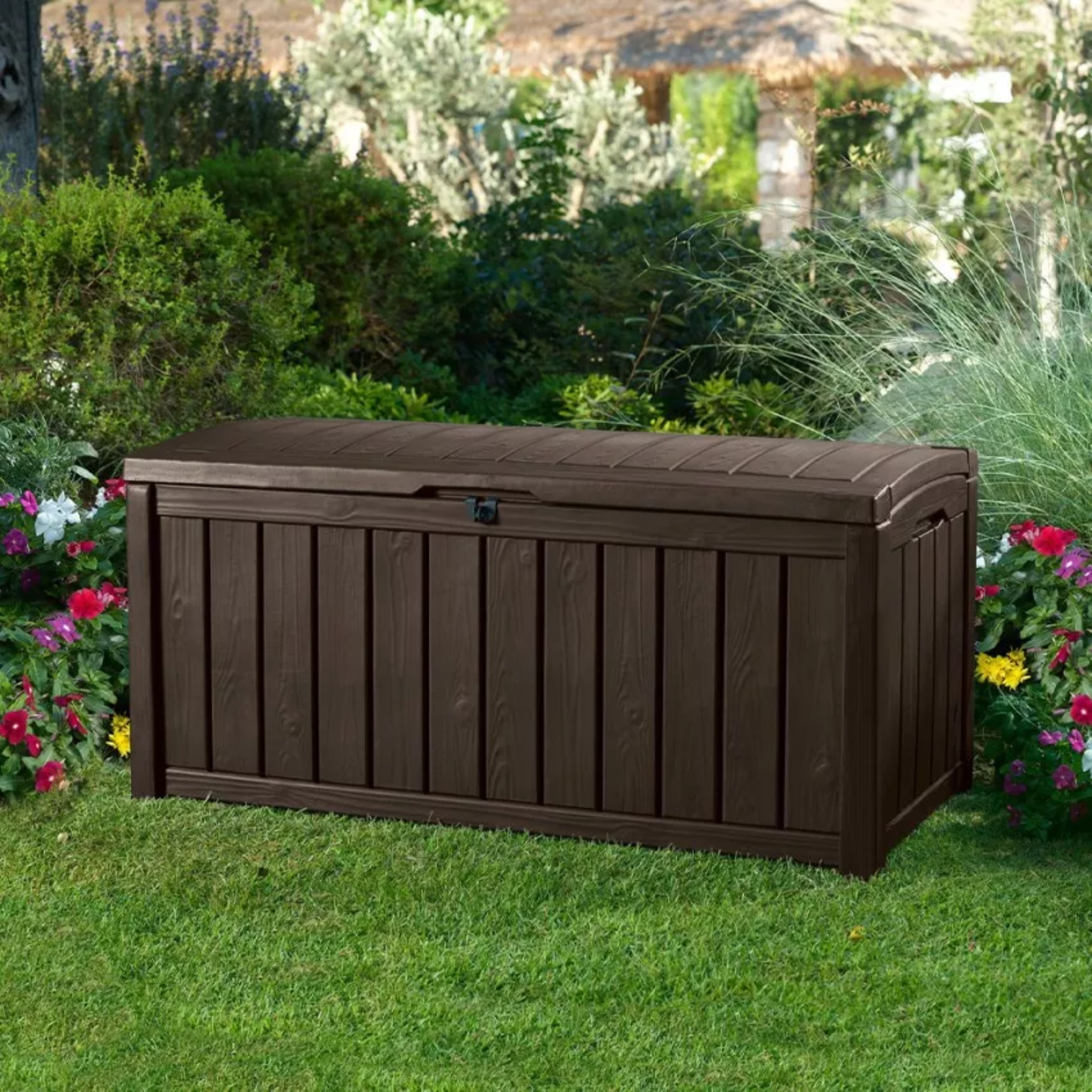 "Mood" wood-effect resin trunk for outdoor use, spacious, 128x65 cm, 61h