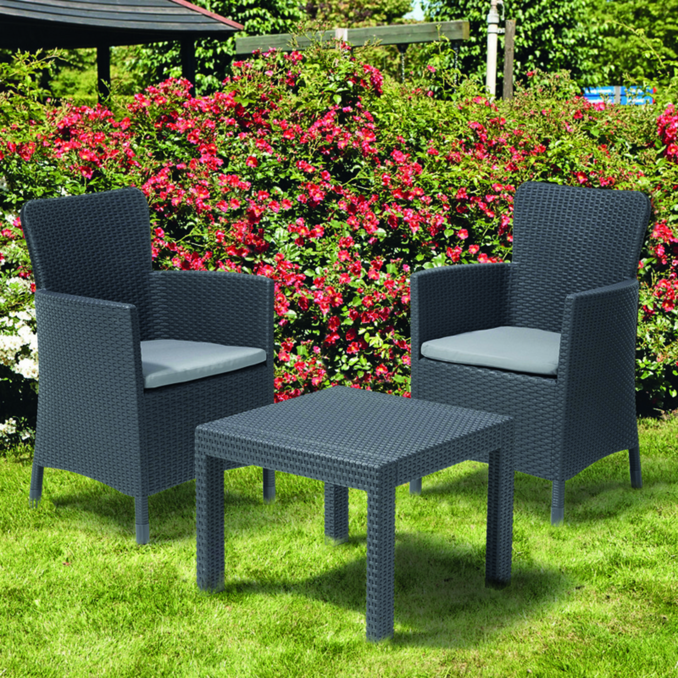 "Amadeo" garden lounge set with 2 armchairs and 1 coffee table