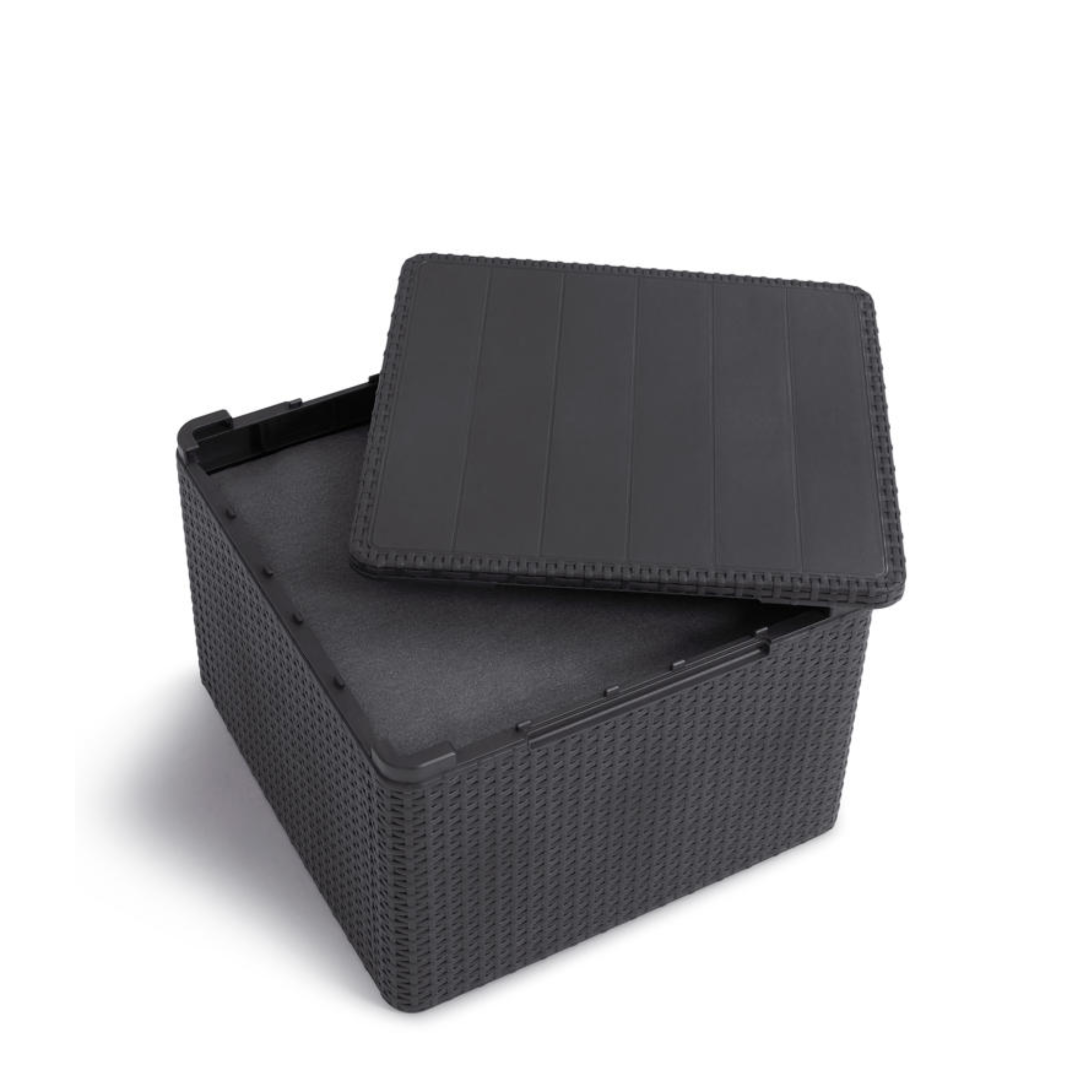 "Claire" resin garden lounge set with 2 armchairs and a storage table