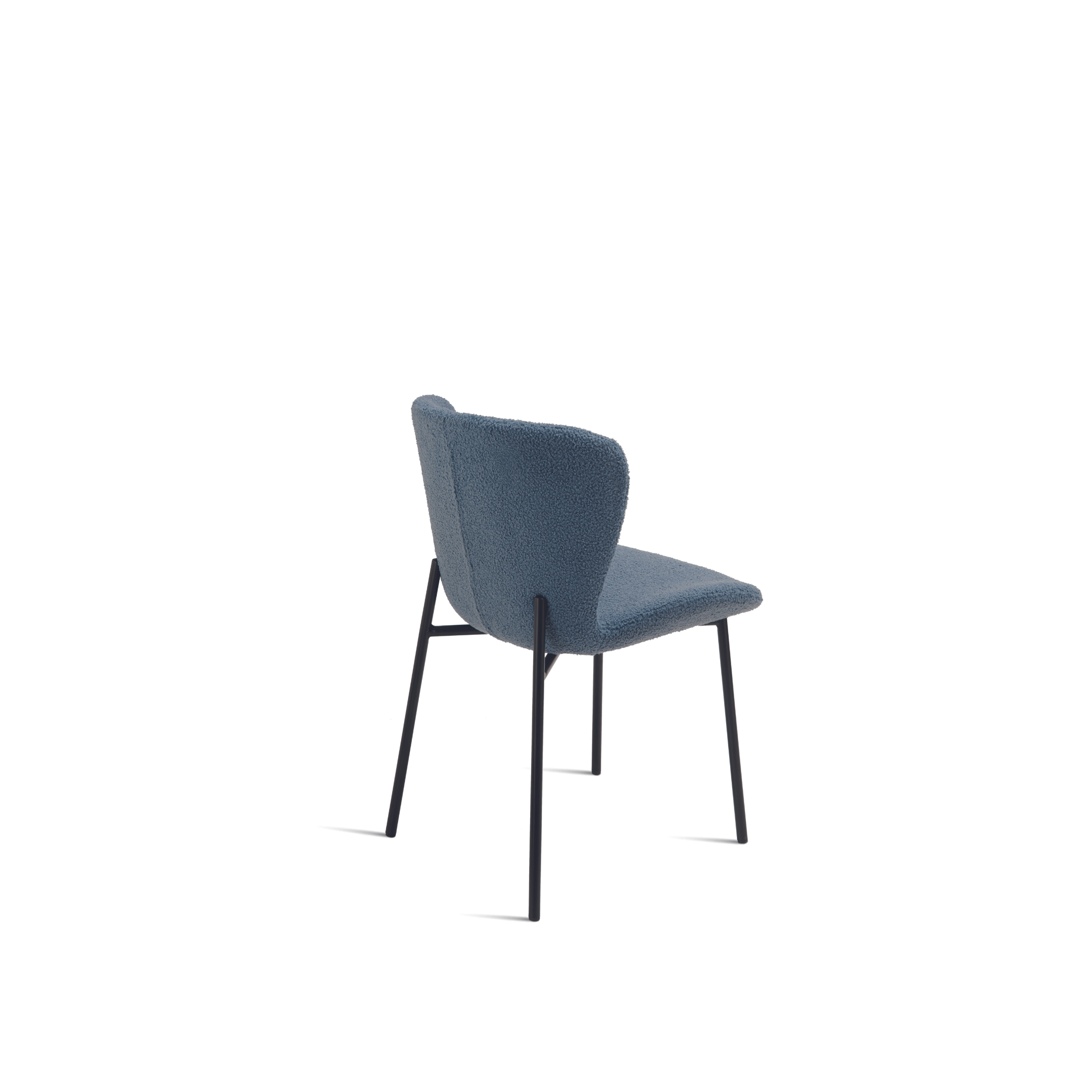 Set of modern padded "Carmen" chairs in ecru bouclé fabric for living room, 50x58 cm, 82 cm high