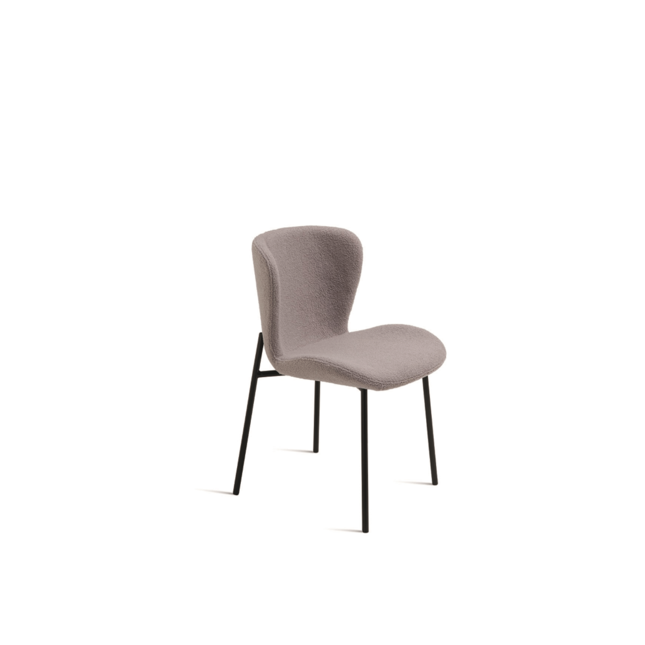Set of modern padded "Carmen" chairs in ecru bouclé fabric for living room, 50x58 cm, 82 cm high