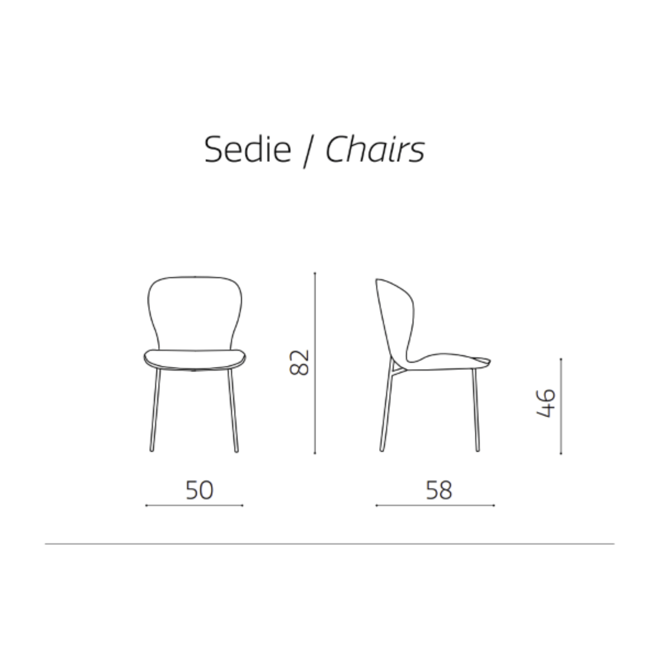 Set of modern padded "Carmen" chairs in ecru bouclé fabric for living room, 50x58 cm, 82 cm high