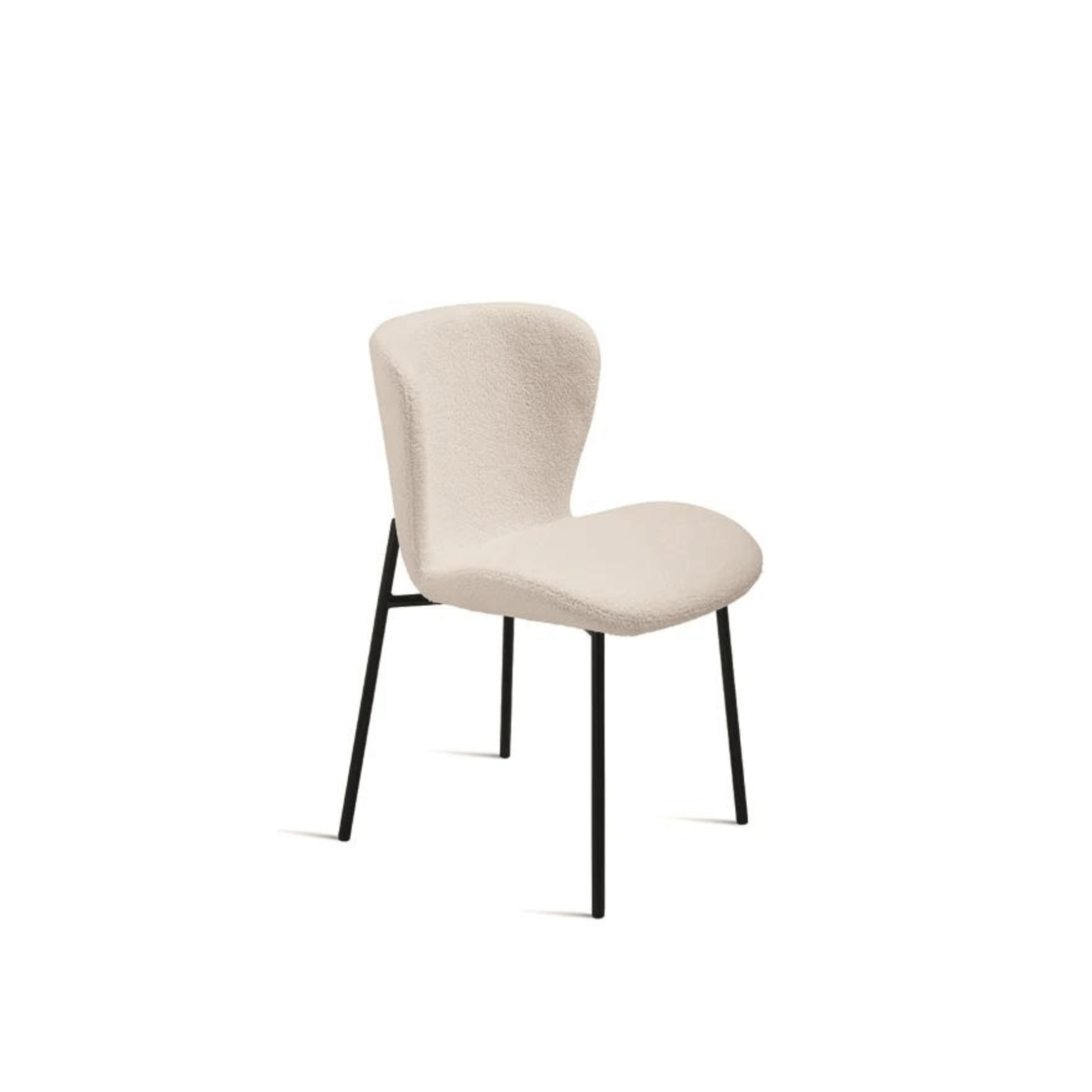 Set of modern padded "Carmen" chairs in ecru bouclé fabric for living room, 50x58 cm, 82 cm high