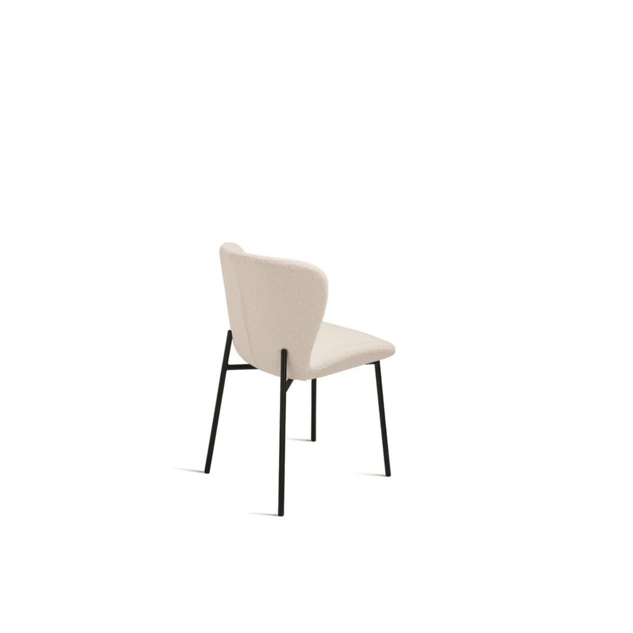 Set of modern padded "Carmen" chairs in ecru bouclé fabric for living room, 50x58 cm, 82 cm high