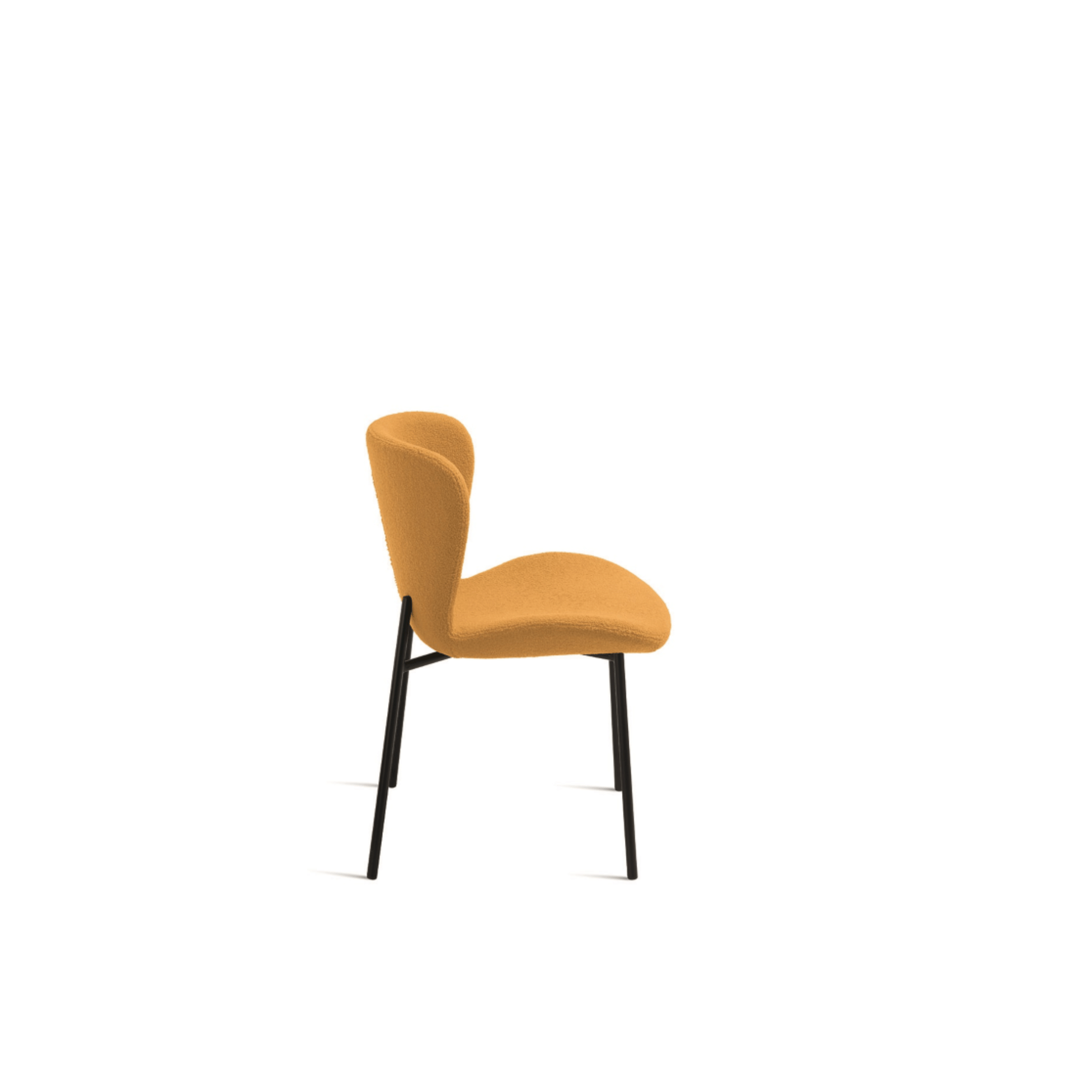 Set of modern padded "Carmen" chairs in ecru bouclé fabric for living room, 50x58 cm, 82 cm high