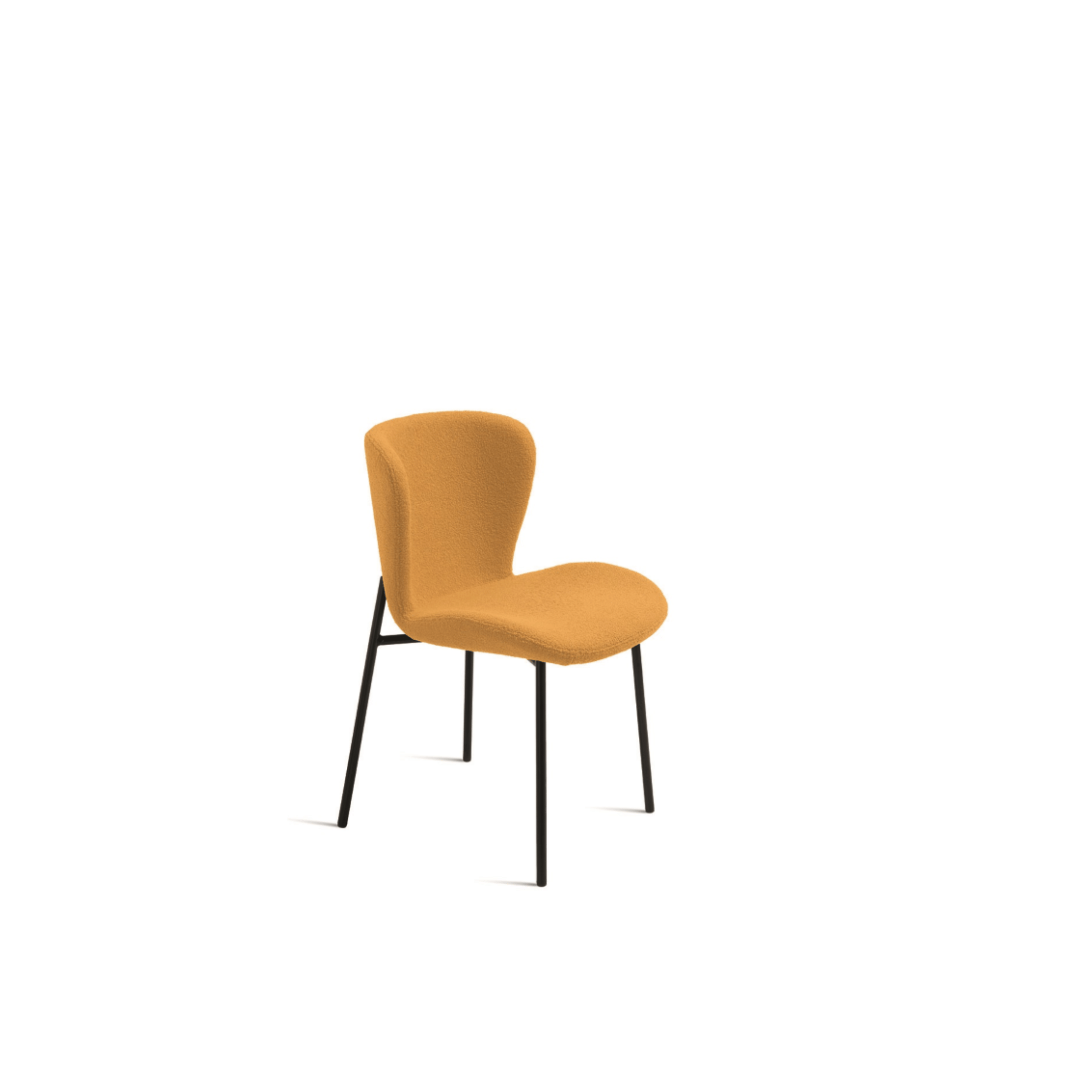 Set of modern padded "Carmen" chairs in ecru bouclé fabric for living room, 50x58 cm, 82 cm high