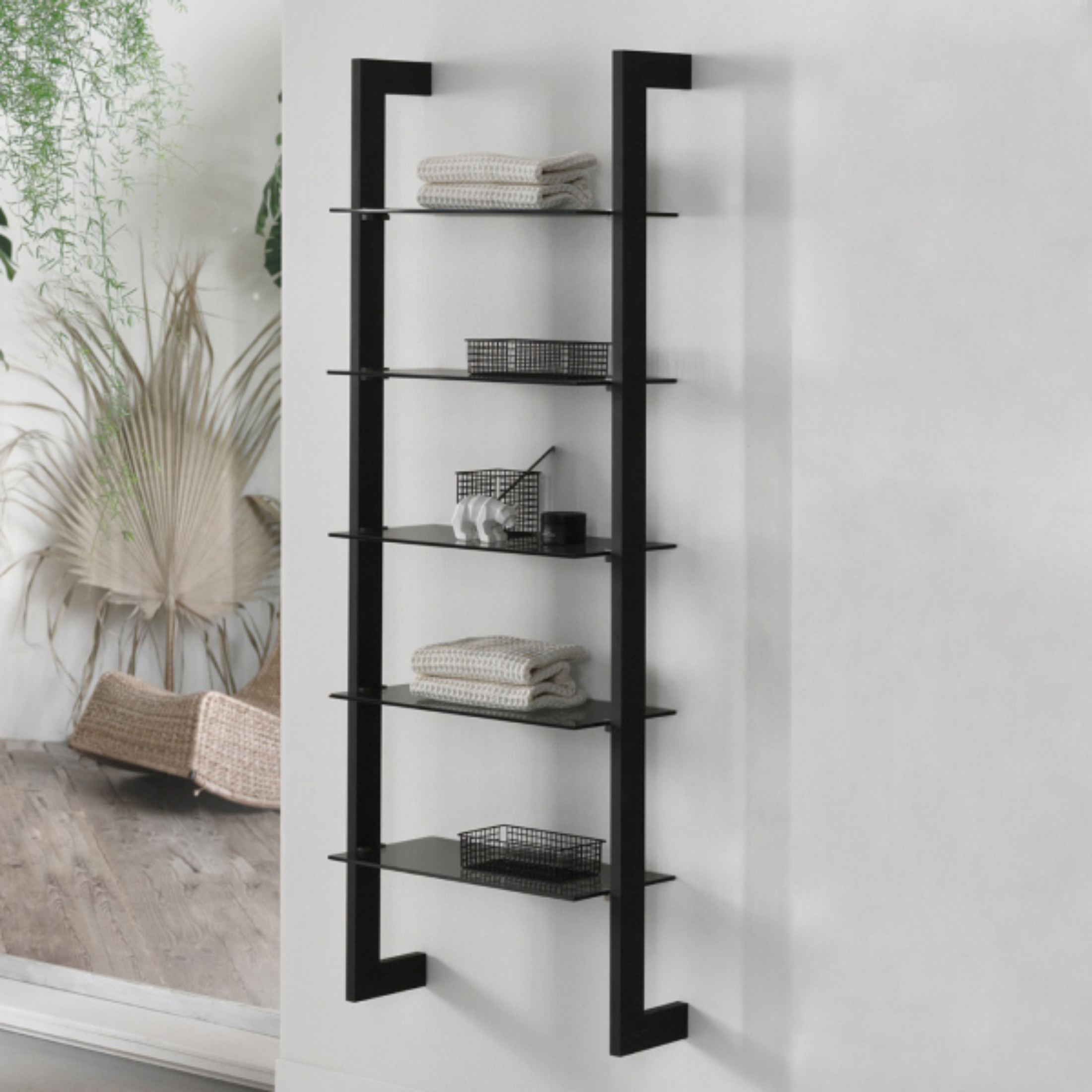 "Lotus" suspended bathroom cabinet with 2 drawers, mirror, sink, step ladder, top