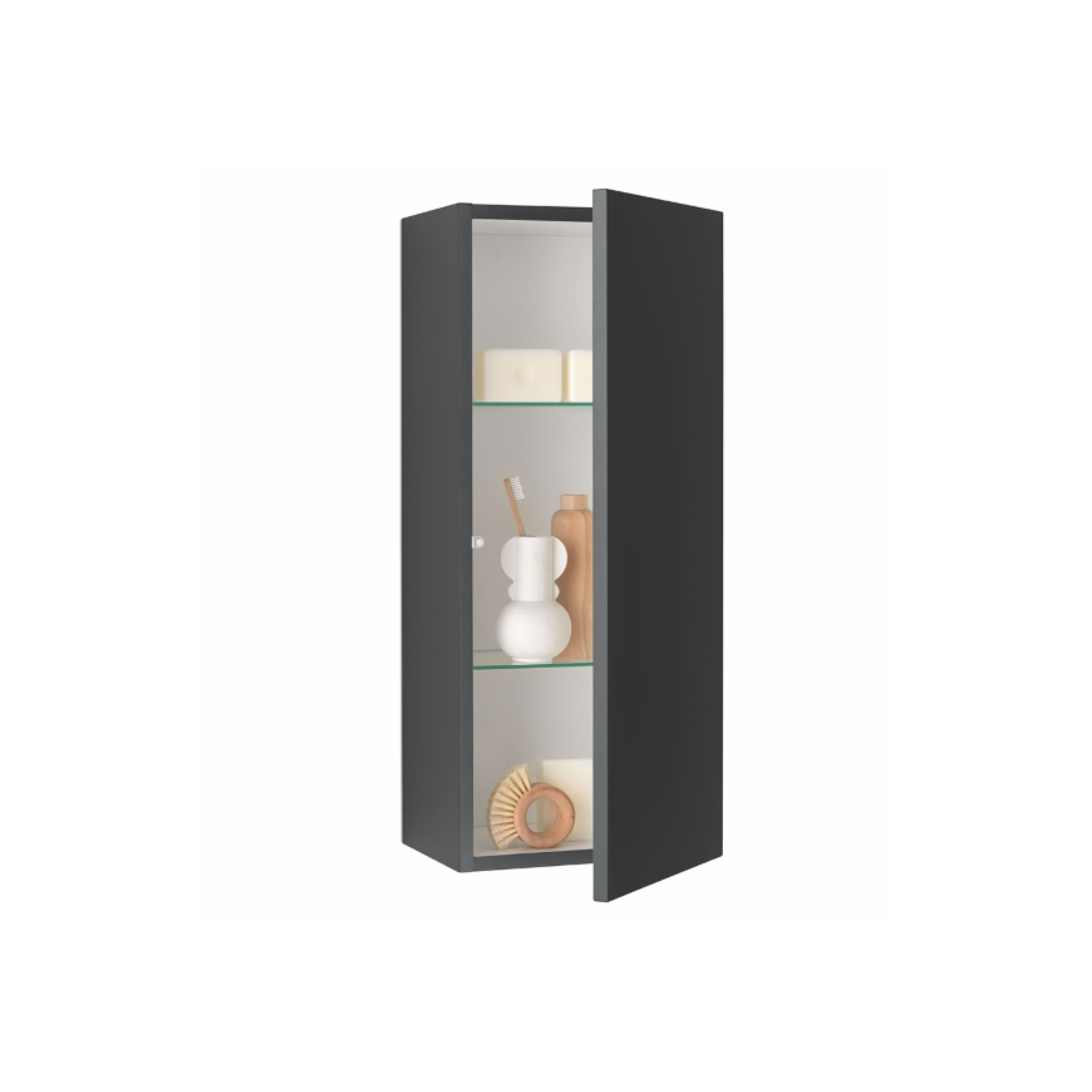 "Omar" wall-hung bathroom cabinet with 2 drawers and top with countertop sink and LED mirror