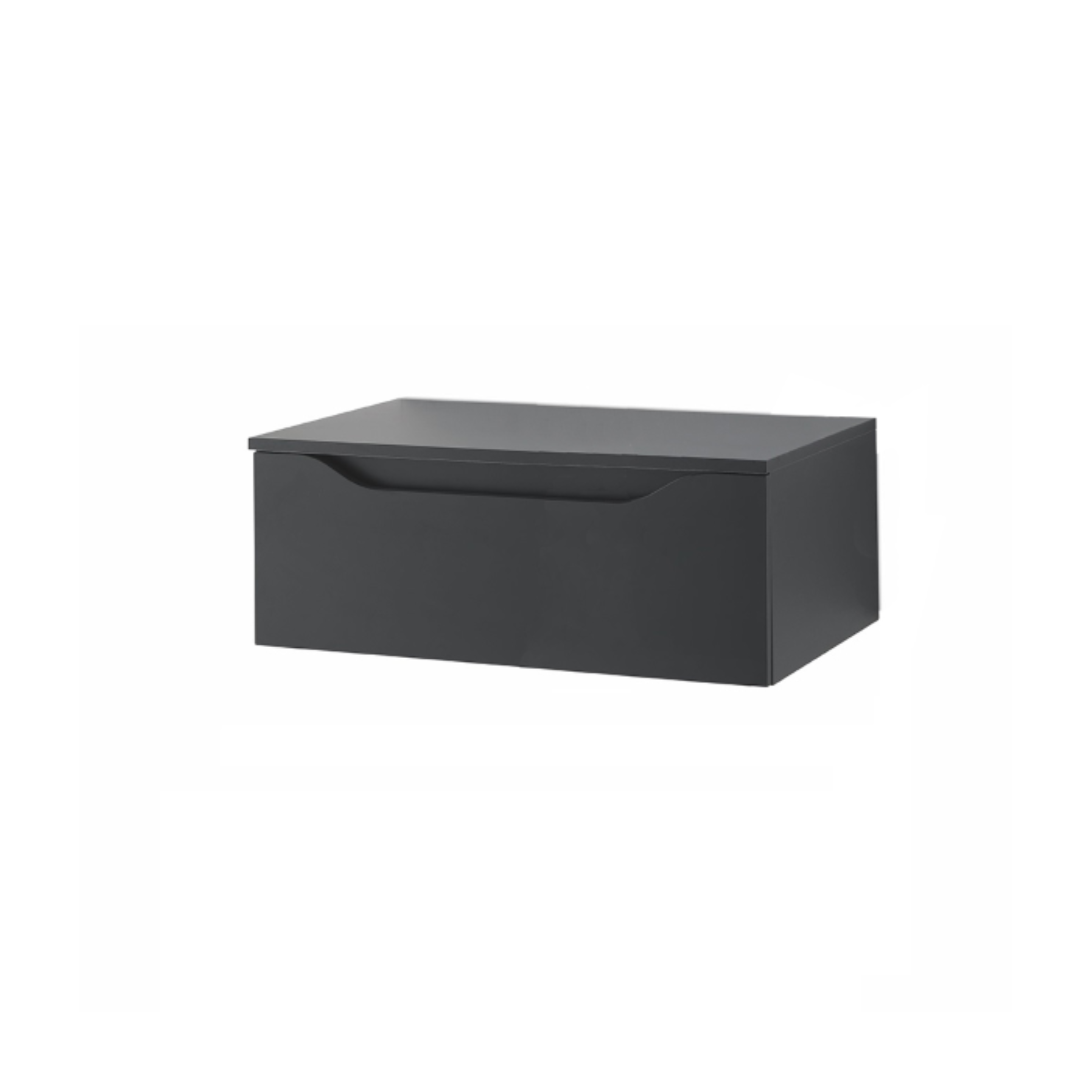 "Flora" modern wall-hung bathroom cabinet with 1 drawer, LED mirror, countertop washbasin