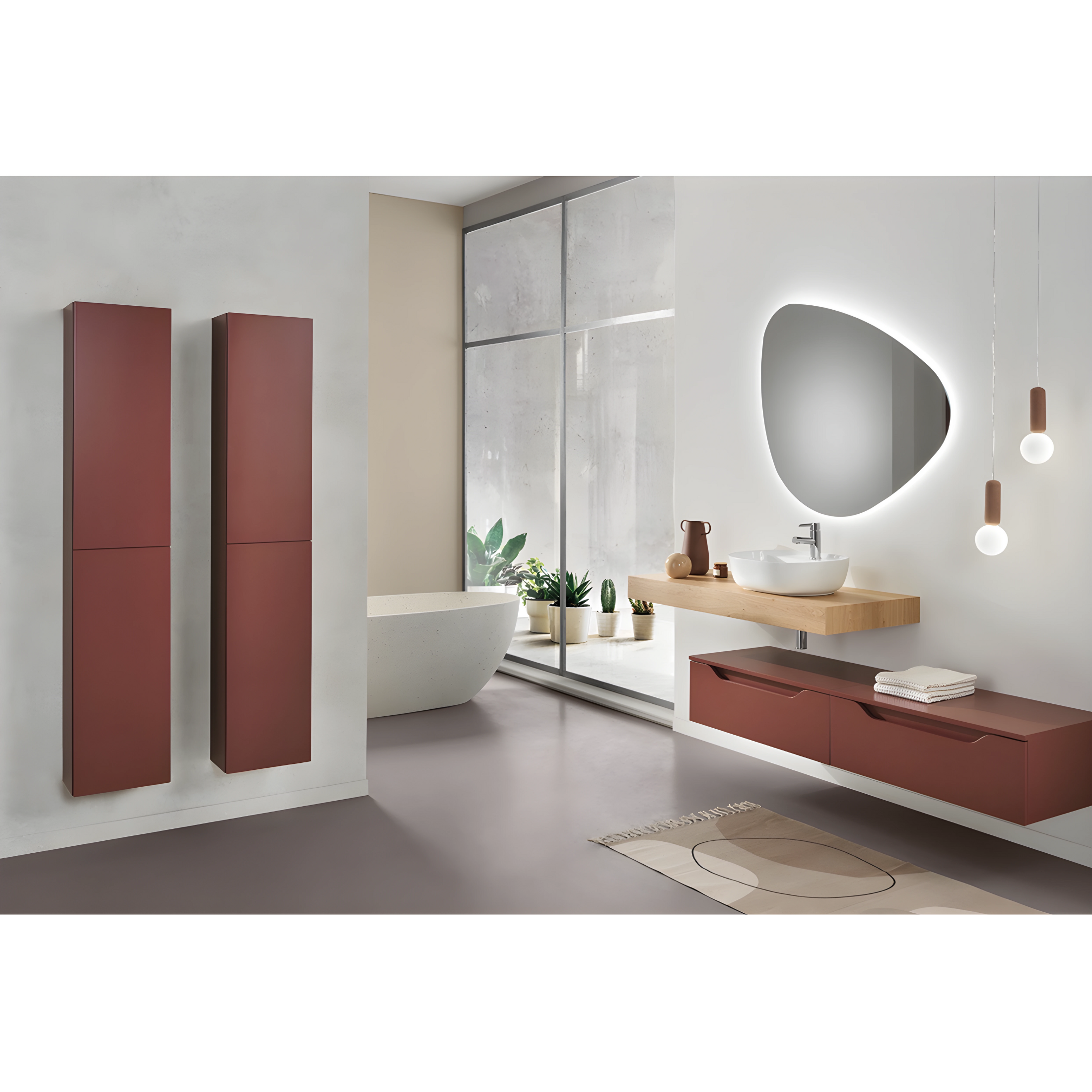"Sheldon" modern wall-hung bathroom cabinet with double top module and sink