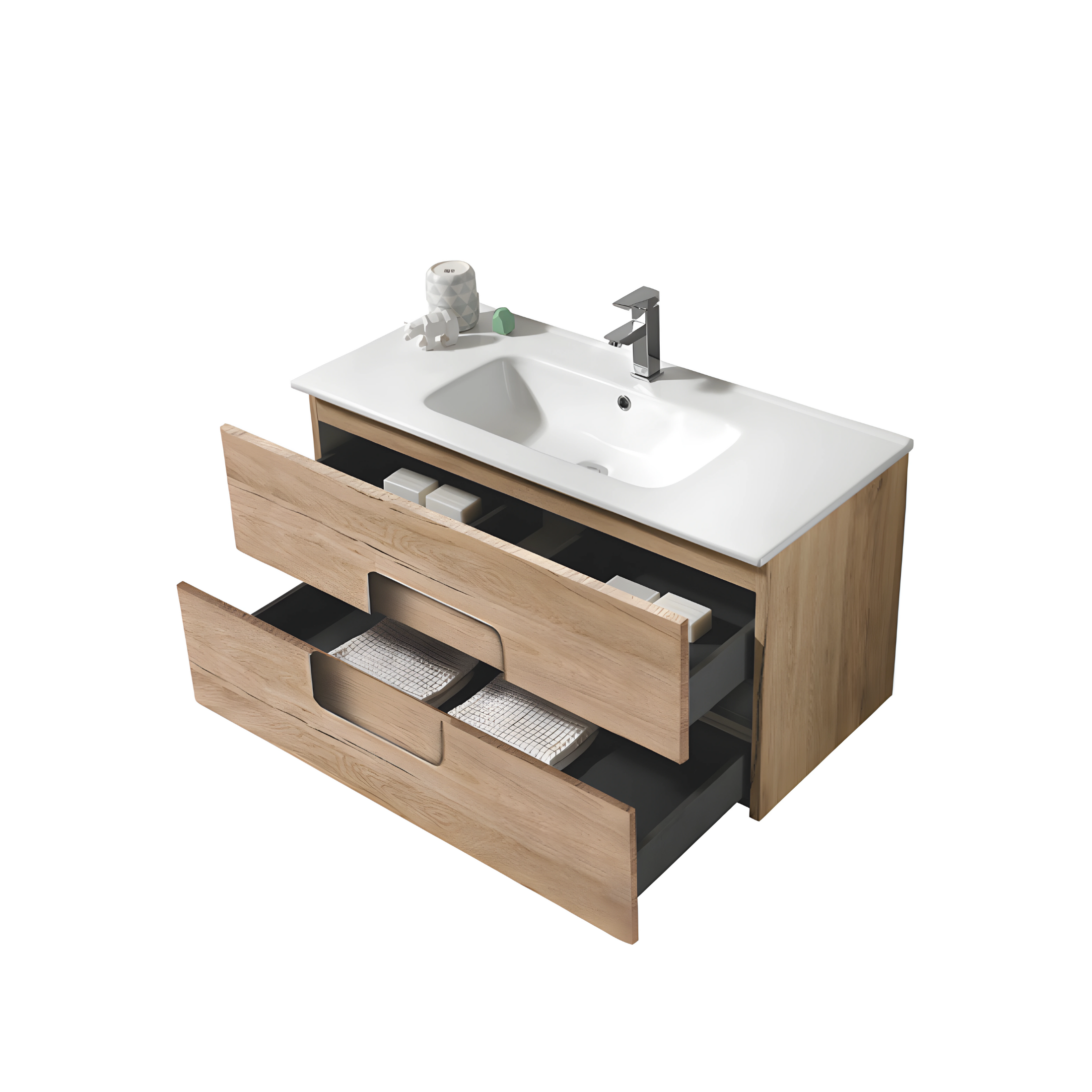 "Balto" wall-hung bathroom cabinet with 2 drawers, sink, LED mirror