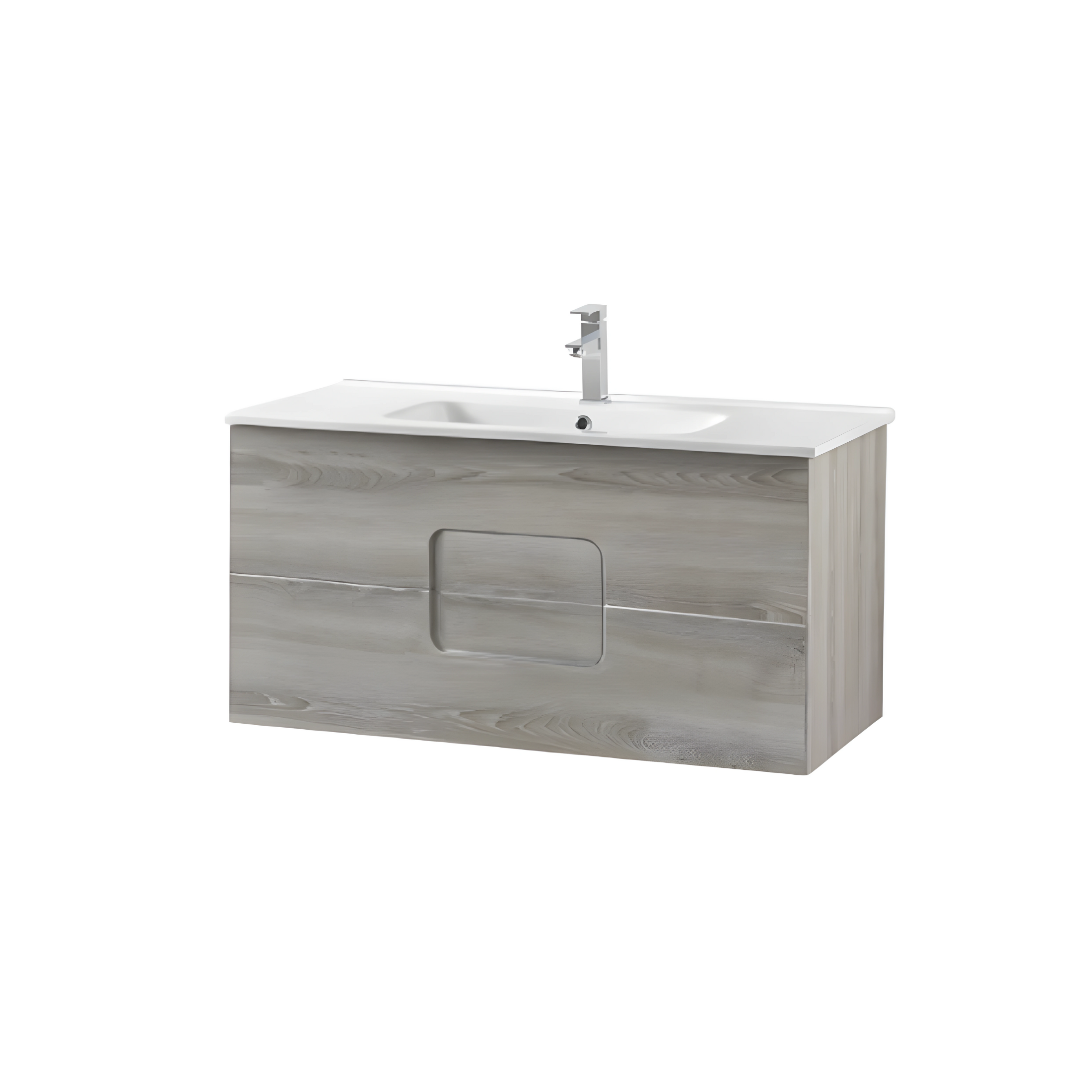 "Jenna120" wall-hung bathroom cabinet with 2 drawers, sink, and mirror, with column