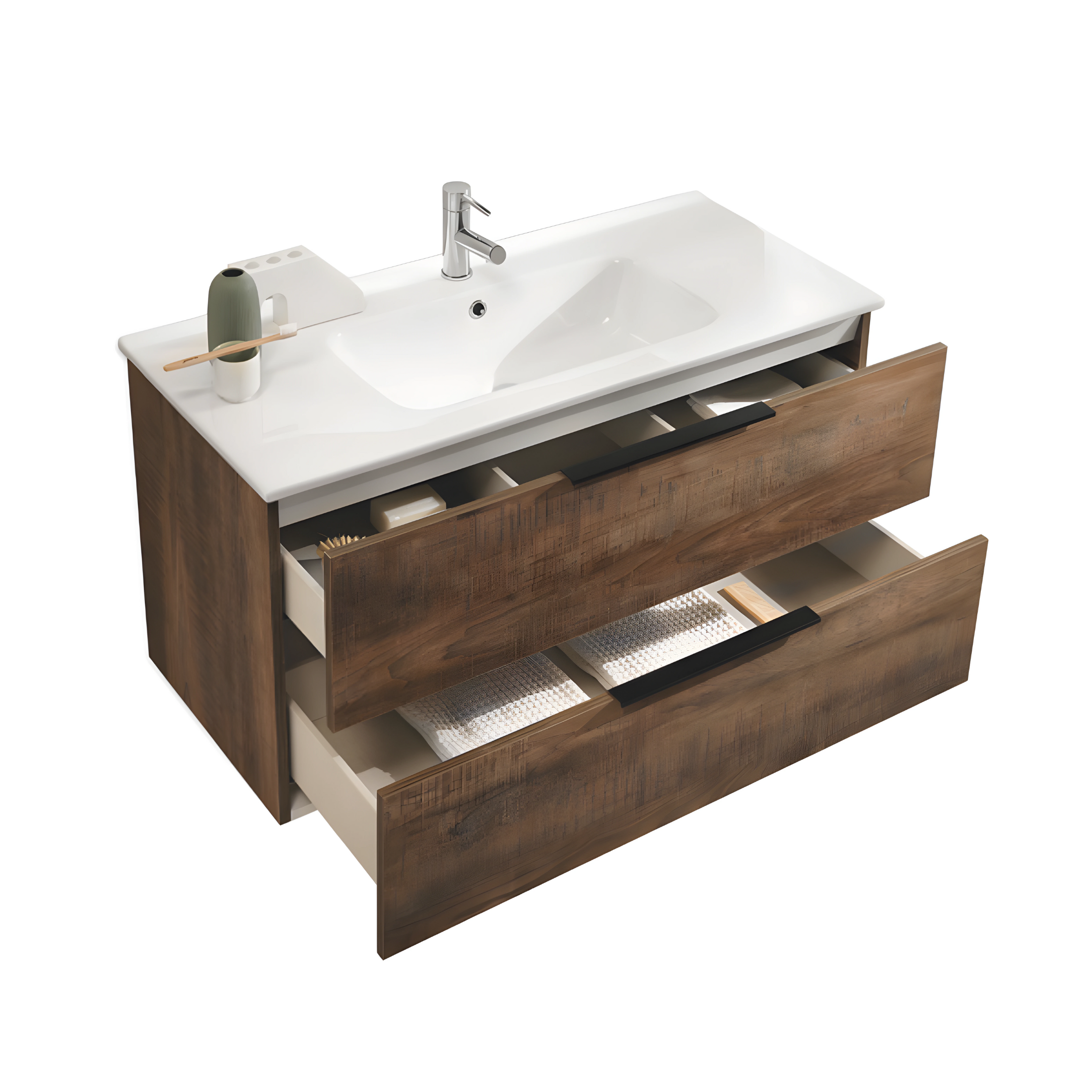 "Tobias" wall-mounted bathroom cabinet with 2 drawers and backlit mirror