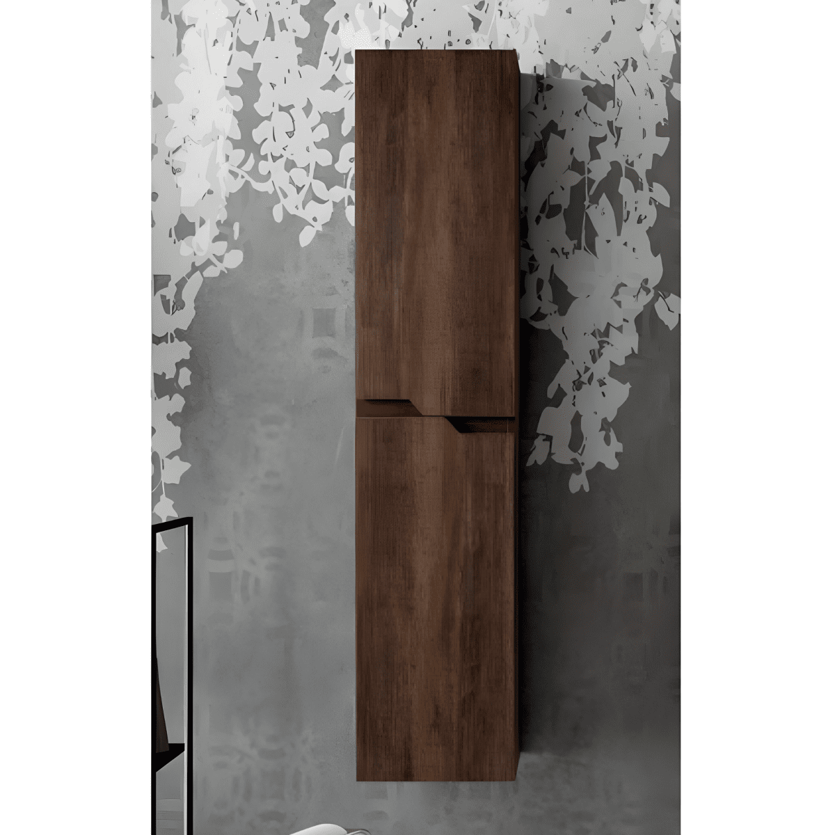 Mobile da bagno sospeso "Cuba" base 2 cassetti 80 cm con colonna specchio e lavabo TEK - MondoViro